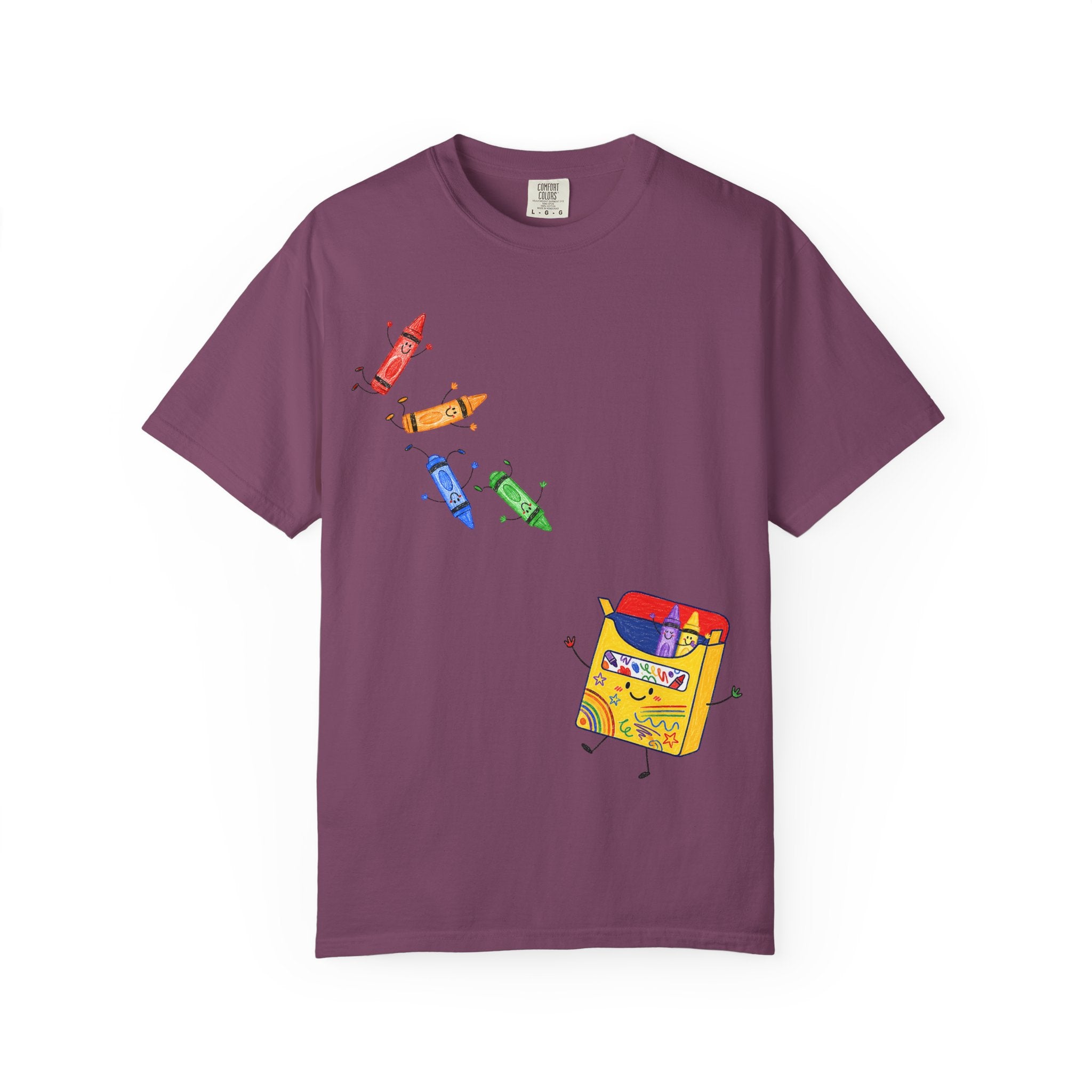 Teacher Crayon Box T-Shirt — Cute Retro Crayon Cartoon Tee