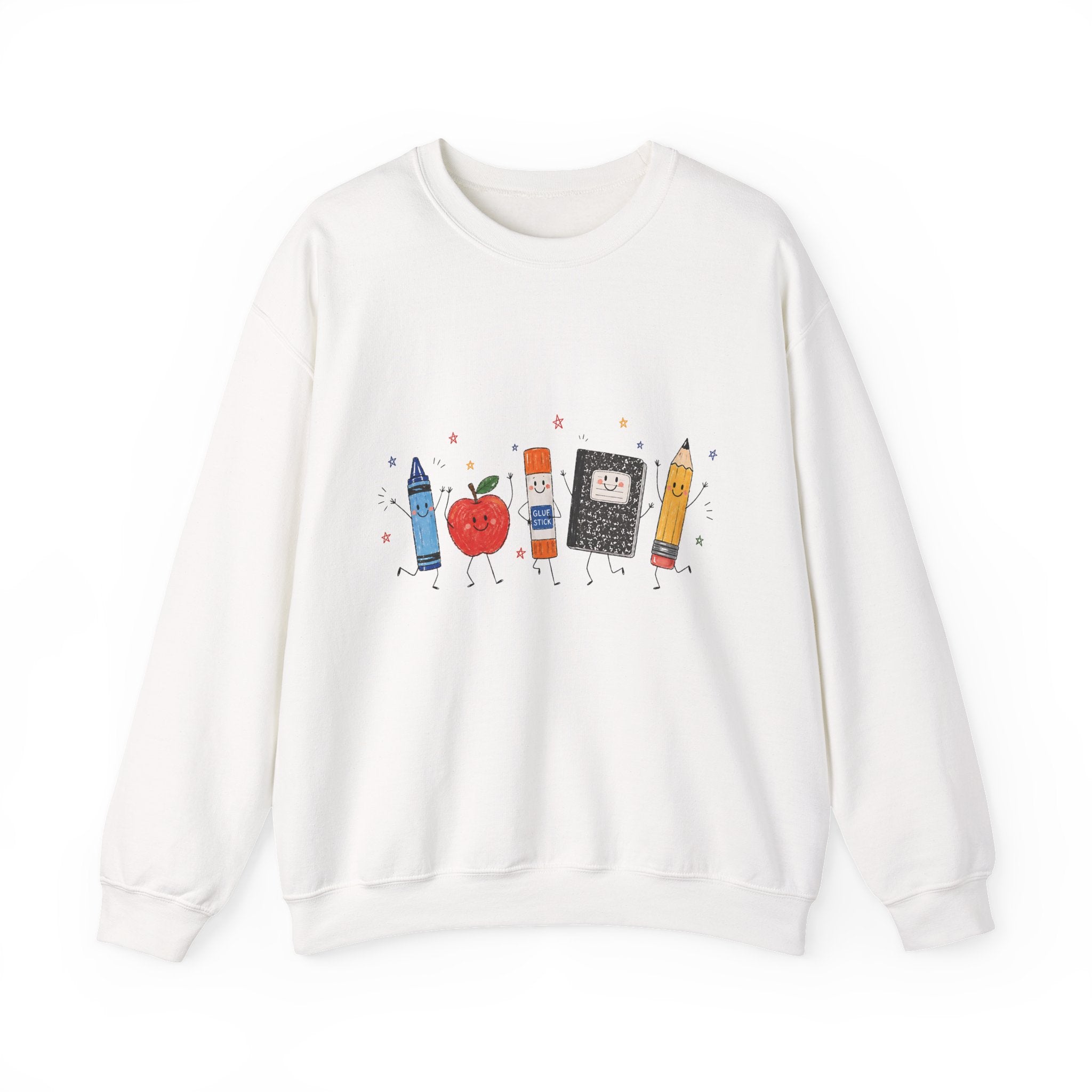 Teacher Supplies Crewneck — Cute School Supplies Graphic Sweatshirt
