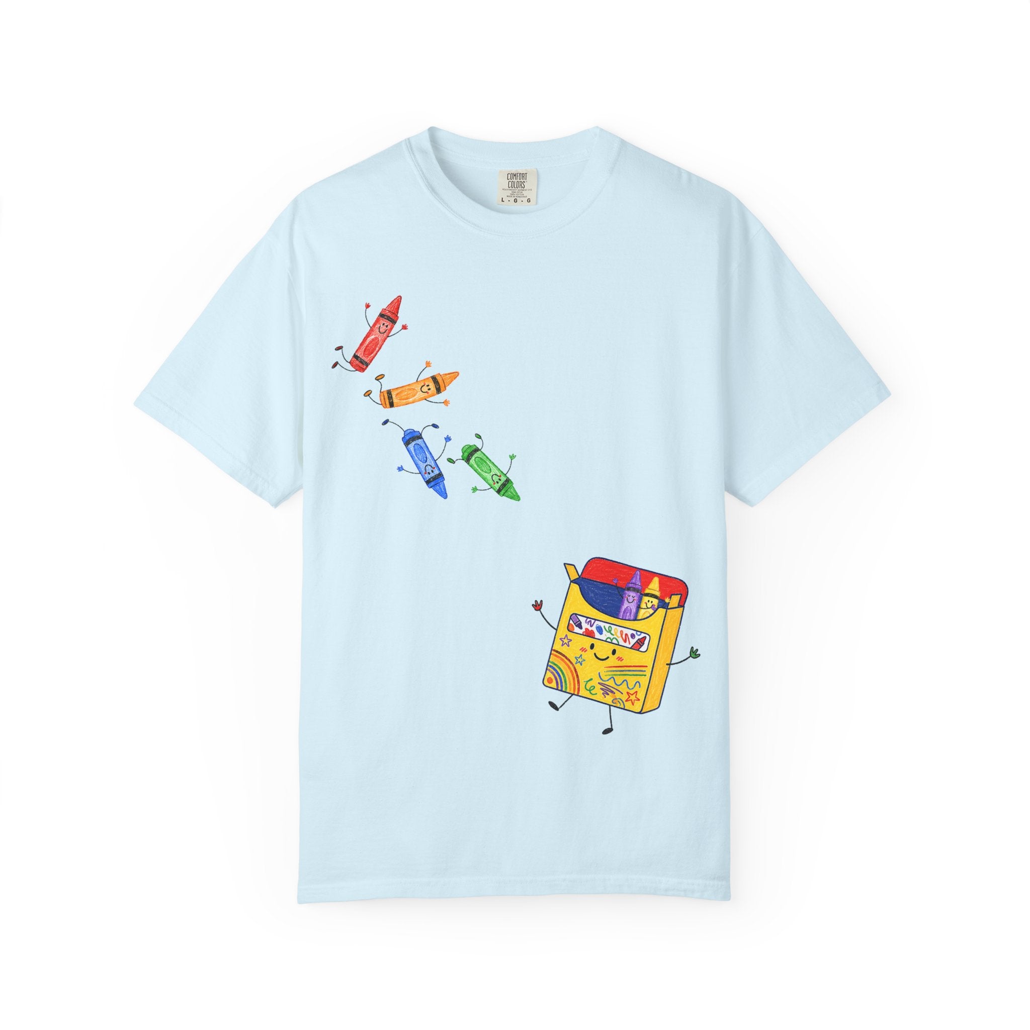 Teacher Crayon Box T-Shirt — Cute Retro Crayon Cartoon Tee
