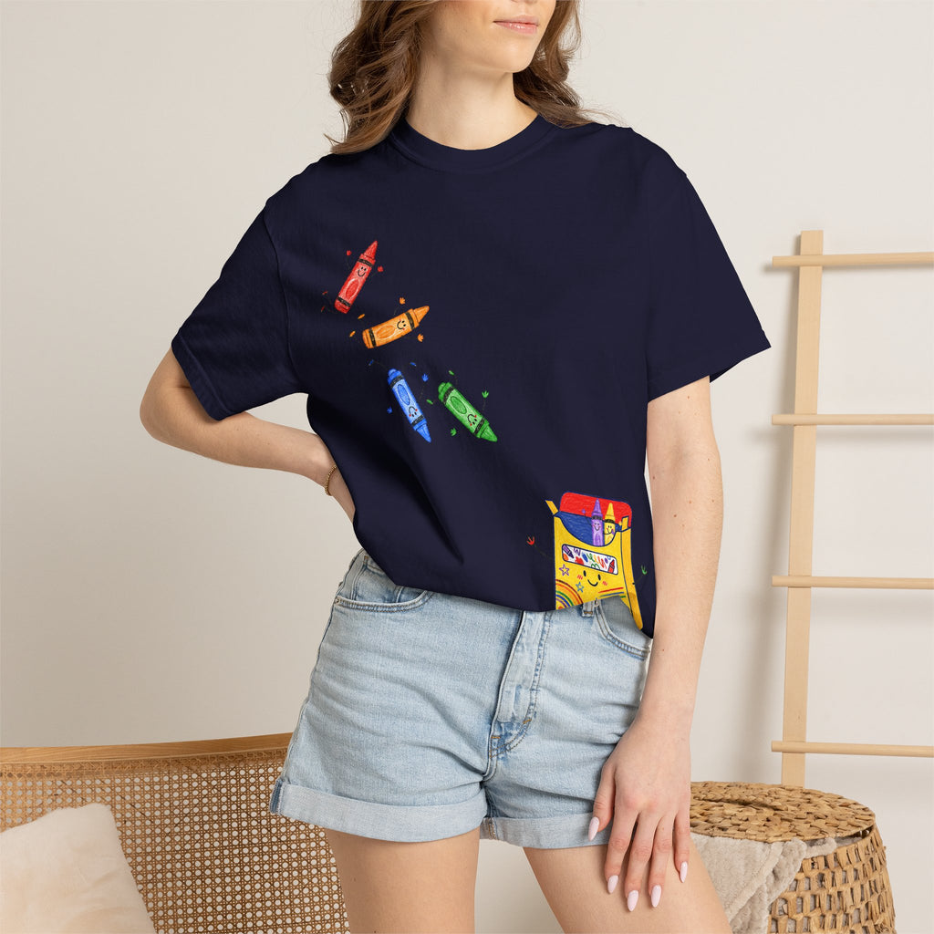 Teacher Crayon Box T-Shirt — Cute Retro Crayon Cartoon Tee
