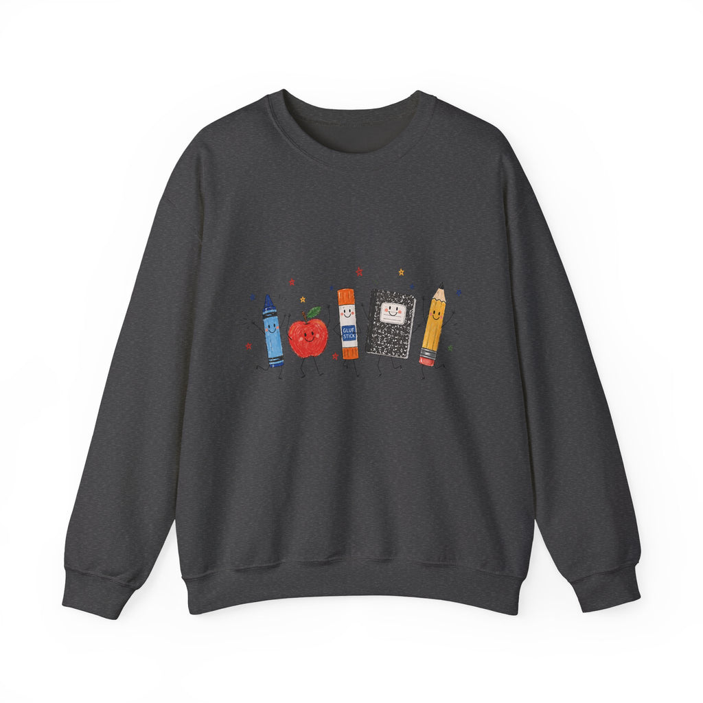 Teacher Supplies Crewneck — Cute School Supplies Graphic Sweatshirt
