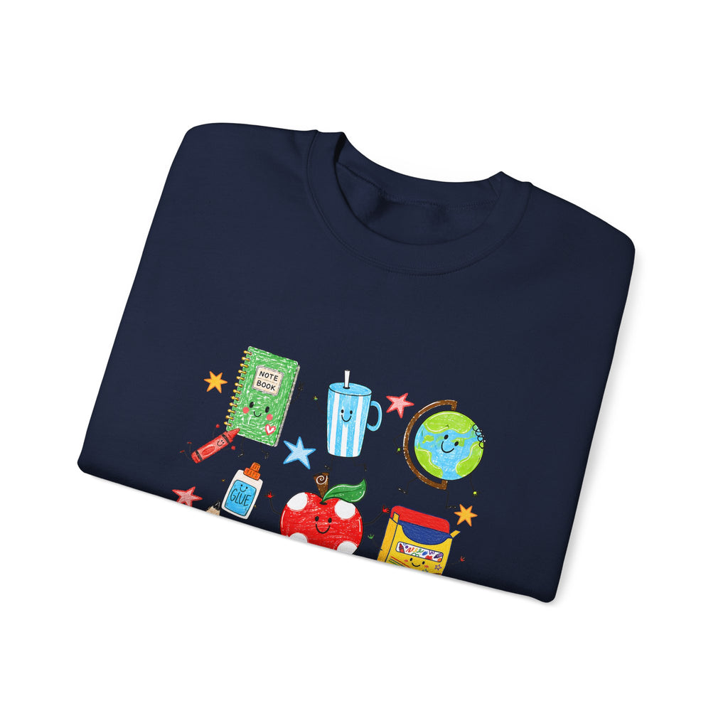 Teacher Crewneck Sweatshirt – Cute School Supplies Graphic
