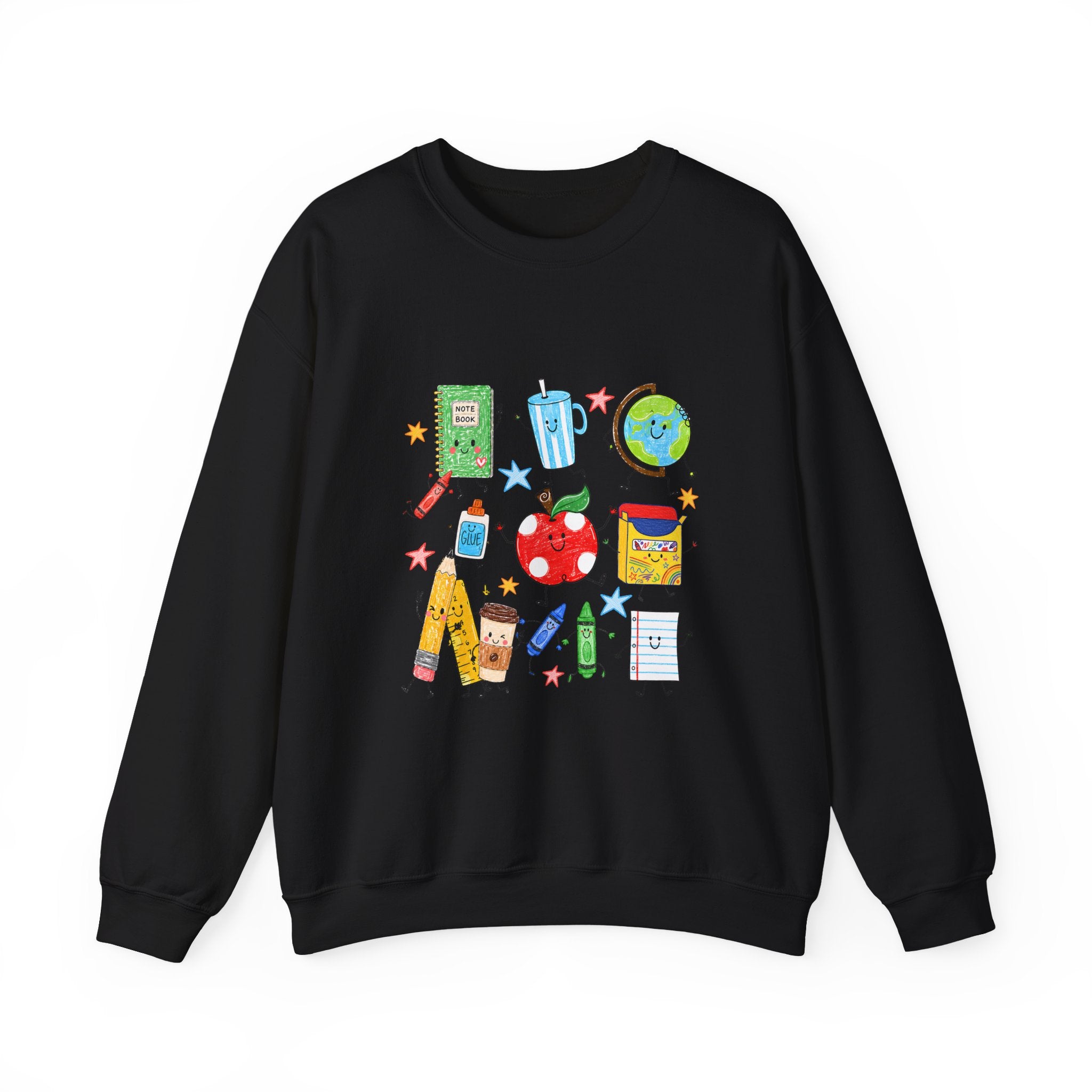 Teacher Crewneck Sweatshirt – Cute School Supplies Graphic