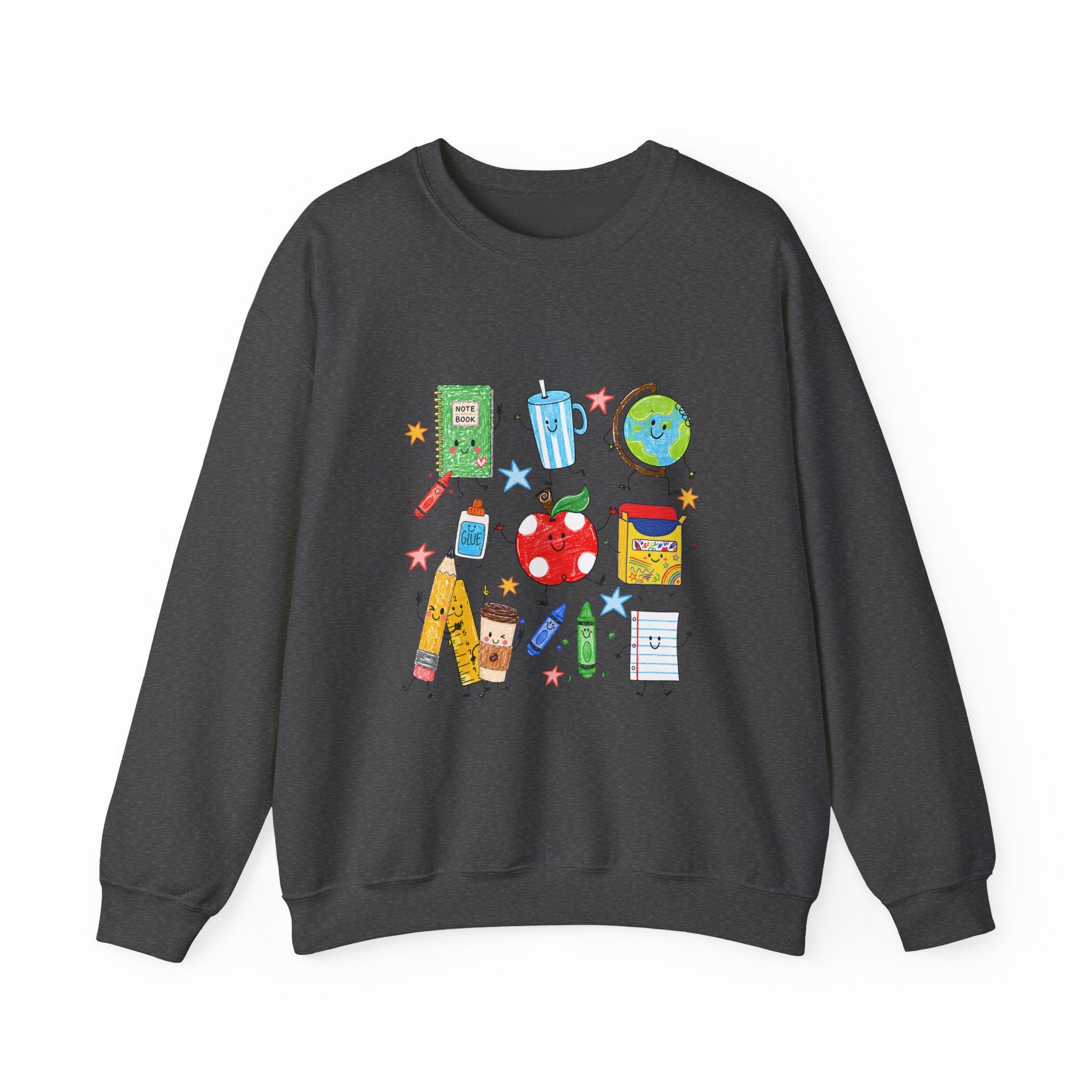 Teacher Crewneck Sweatshirt – Cute School Supplies Graphic