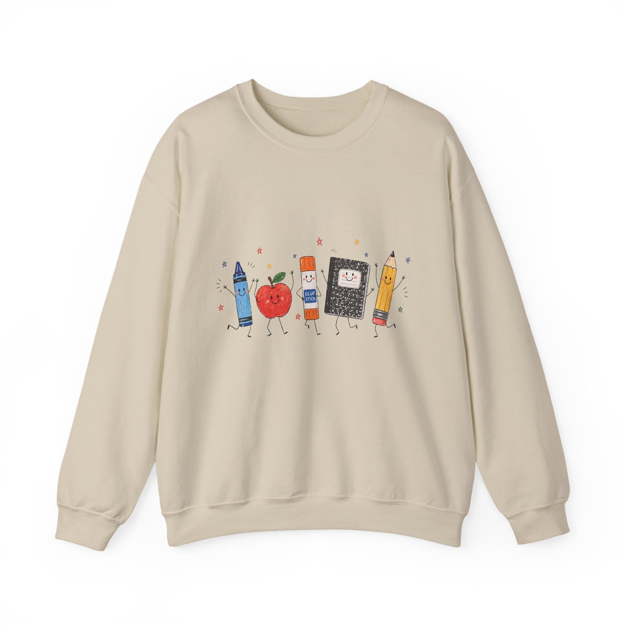 Teacher Supplies Crewneck — Cute School Supplies Graphic Sweatshirt