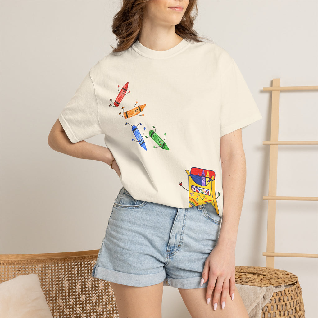 Teacher Crayon Box T-Shirt — Cute Retro Crayon Cartoon Tee