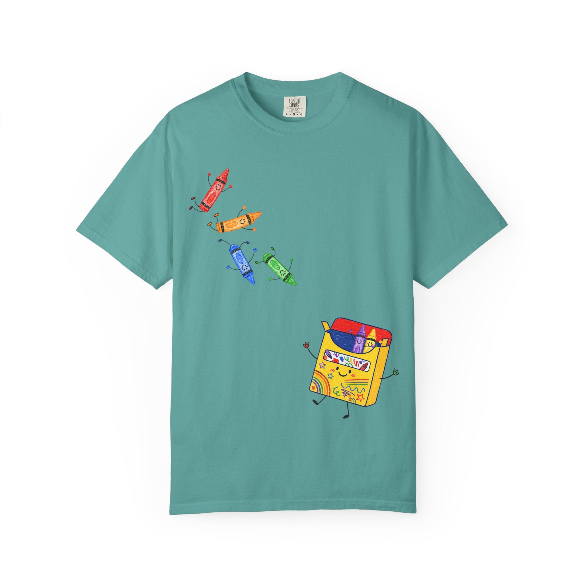 Teacher Crayon Box T-Shirt — Cute Retro Crayon Cartoon Tee