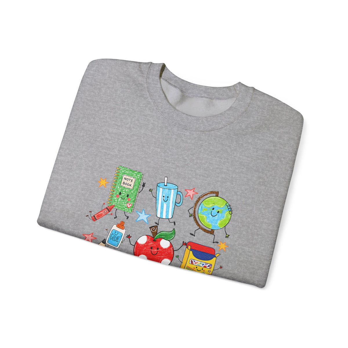 Teacher Crewneck Sweatshirt – Cute School Supplies Graphic