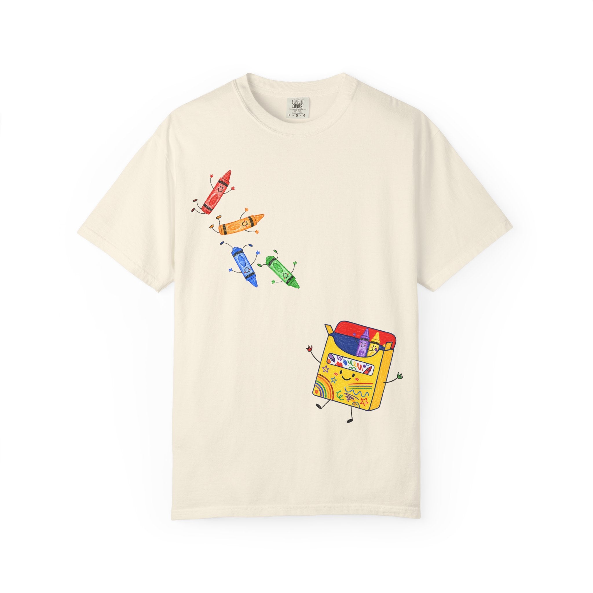 Teacher Crayon Box T-Shirt — Cute Retro Crayon Cartoon Tee