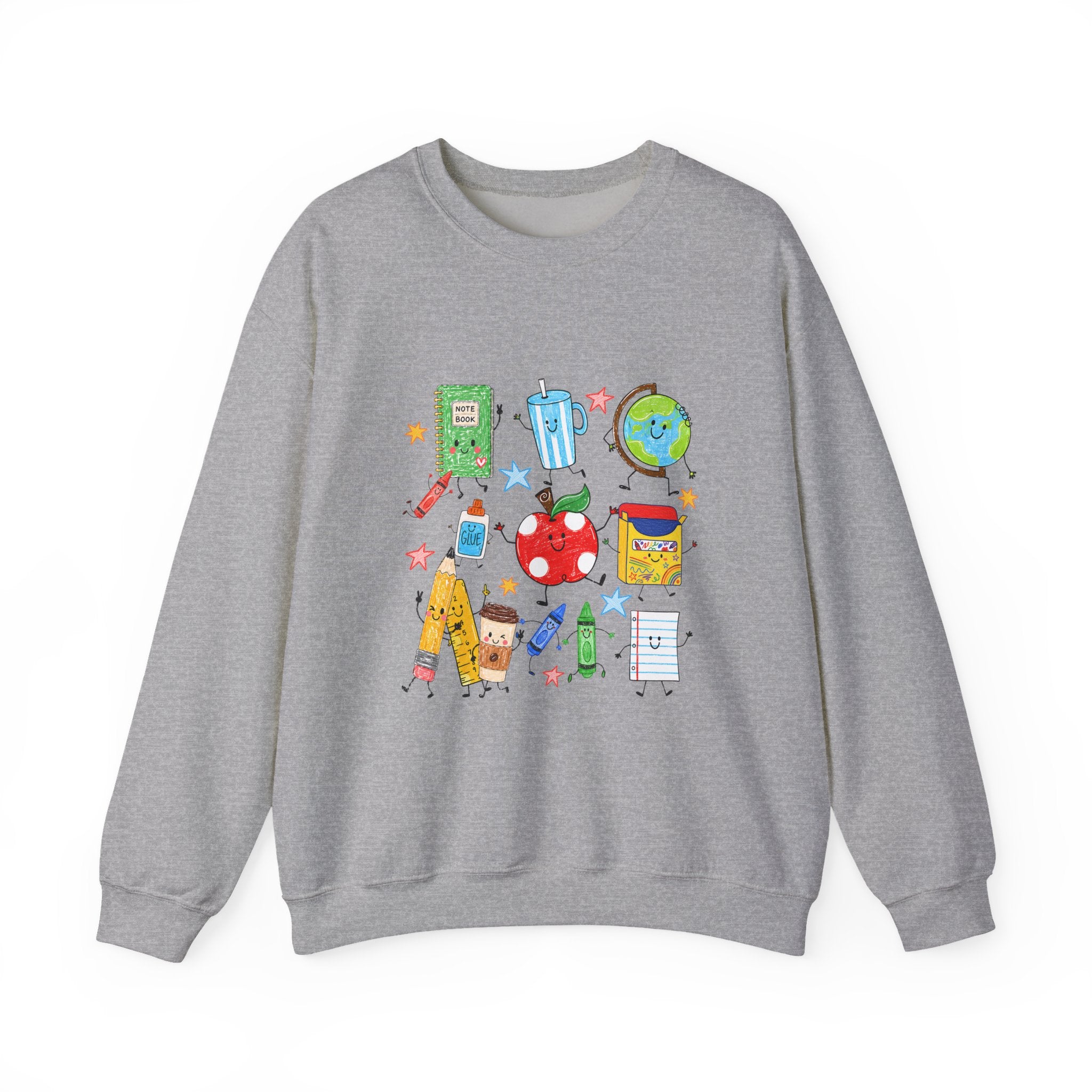 Teacher Crewneck Sweatshirt – Cute School Supplies Graphic