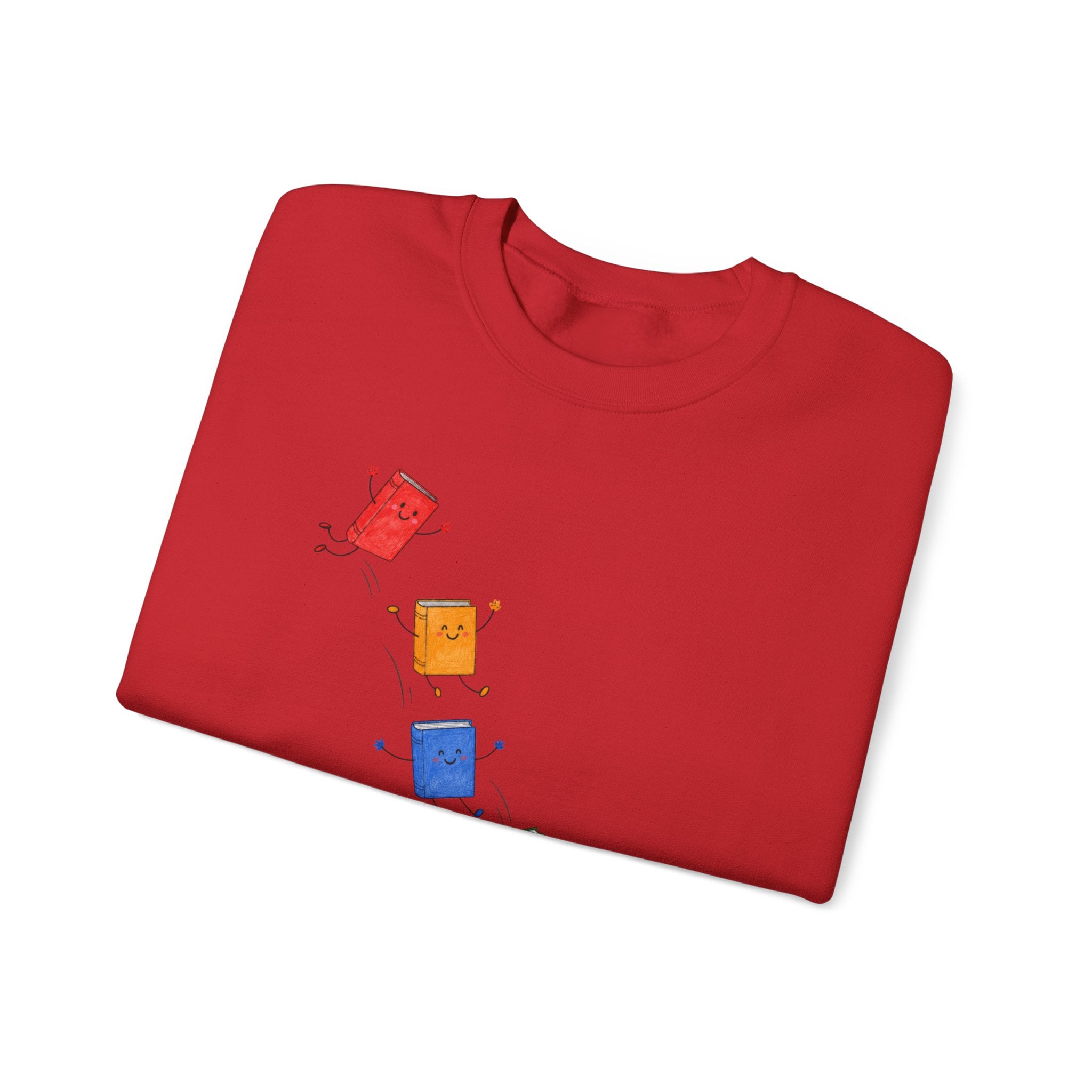 Teacher Backpack and Falling Books Crewneck Sweatshirt — Cute School Supplies Graphic