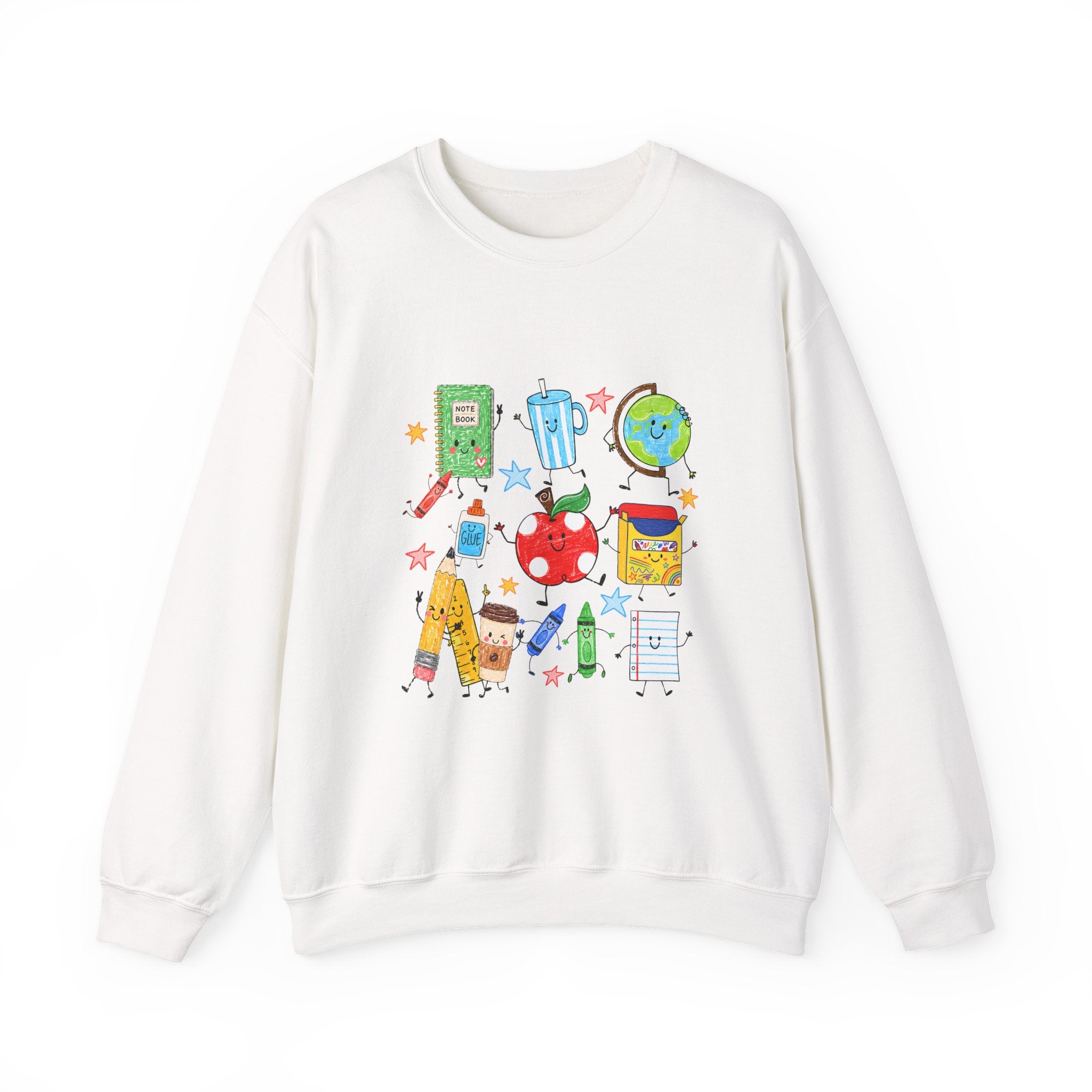 Teacher Crewneck Sweatshirt – Cute School Supplies Graphic
