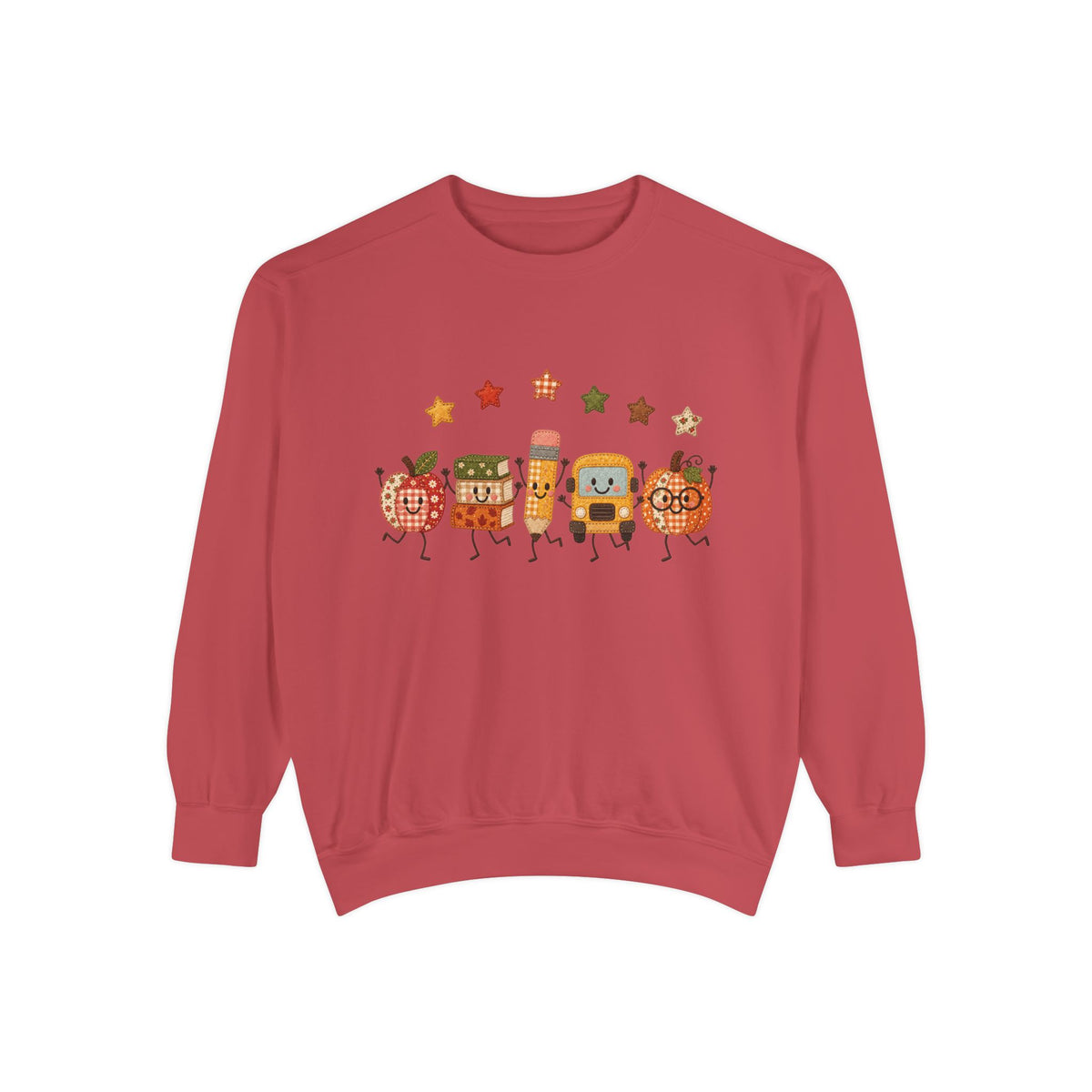 Cute Fall Teacher Characters and Stars Crewneck