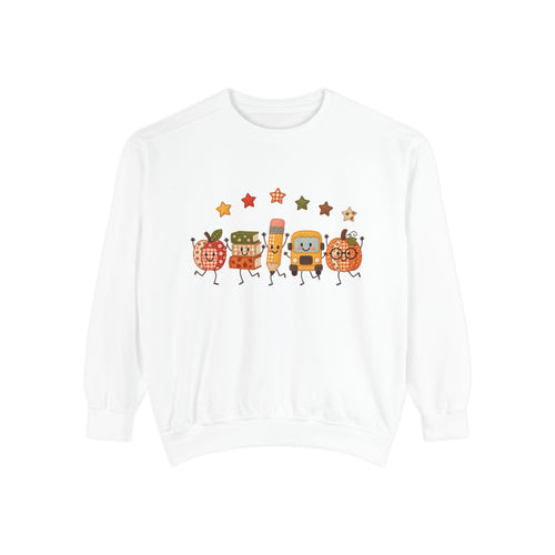 Cute Fall Teacher Characters and Stars Crewneck