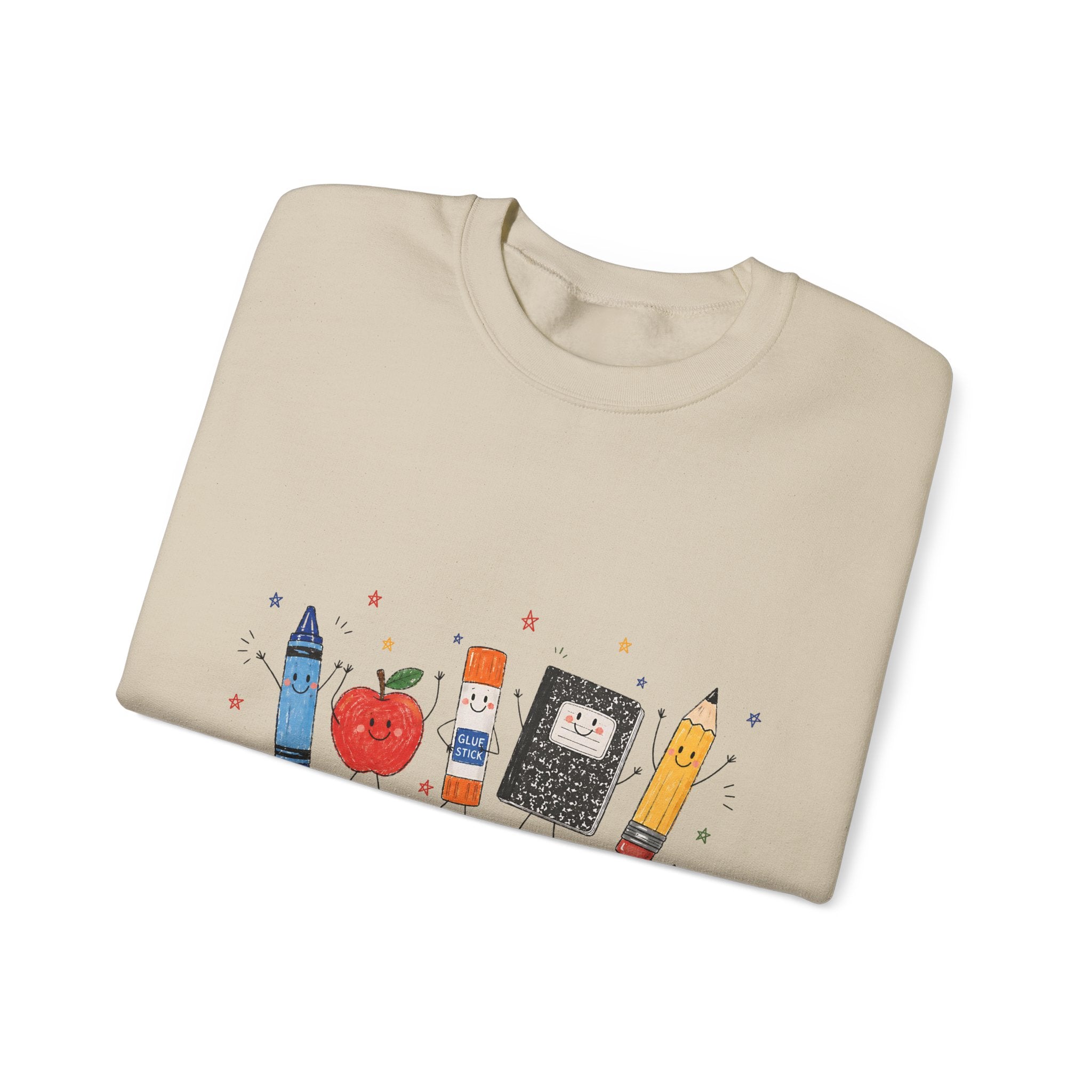 Teacher Supplies Crewneck — Cute School Supplies Graphic Sweatshirt