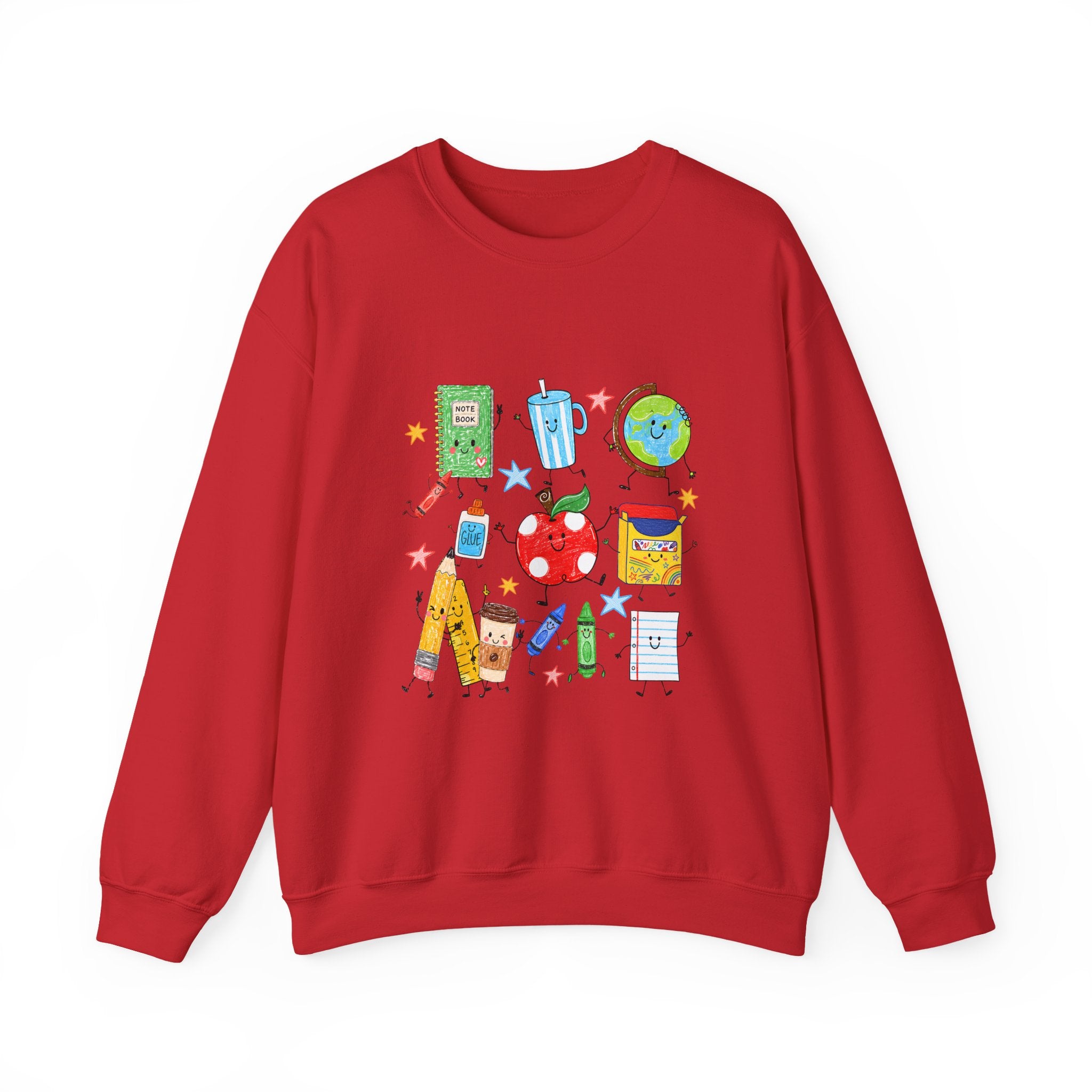 Teacher Crewneck Sweatshirt – Cute School Supplies Graphic