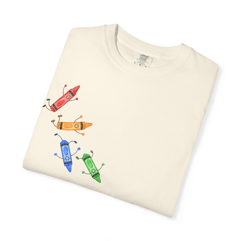 Teacher Crayon Box T-Shirt — Cute Retro Crayon Cartoon Tee