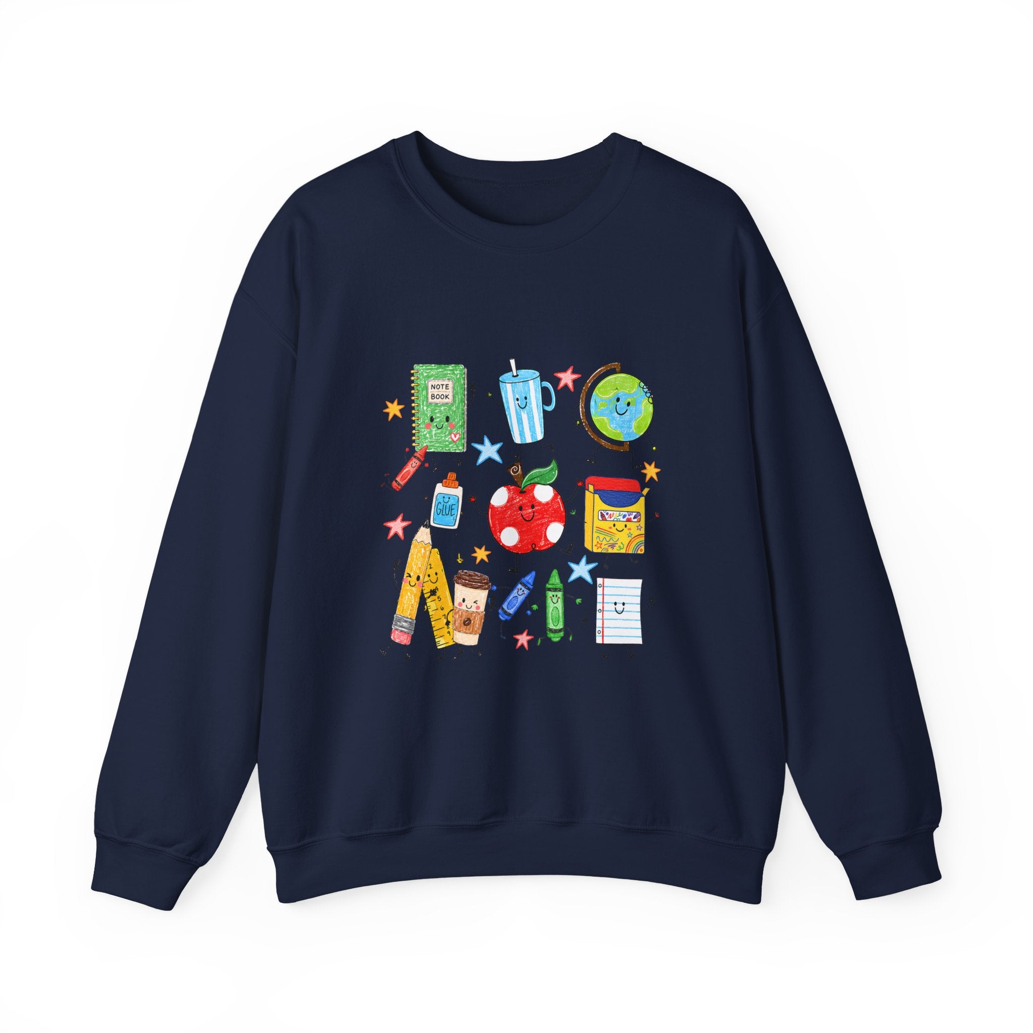 Teacher Crewneck Sweatshirt – Cute School Supplies Graphic