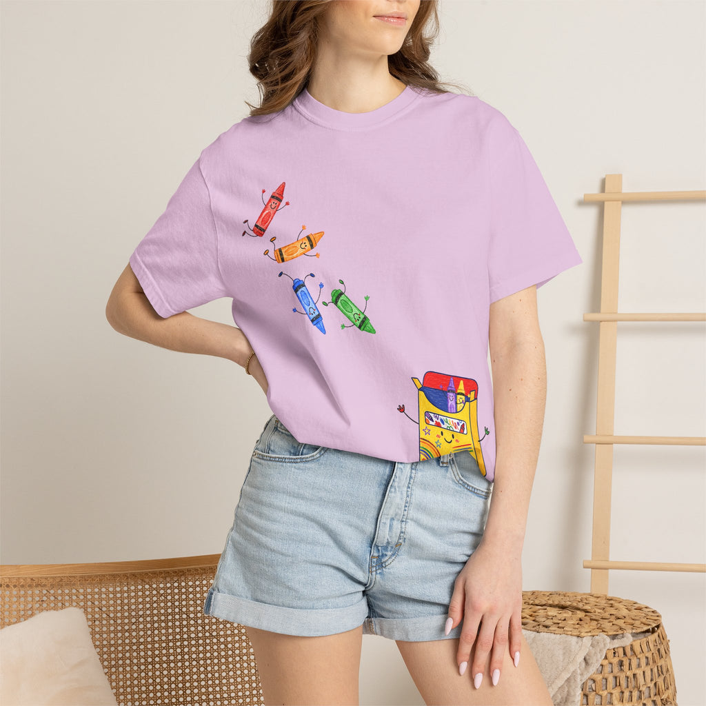 Teacher Crayon Box T-Shirt — Cute Retro Crayon Cartoon Tee