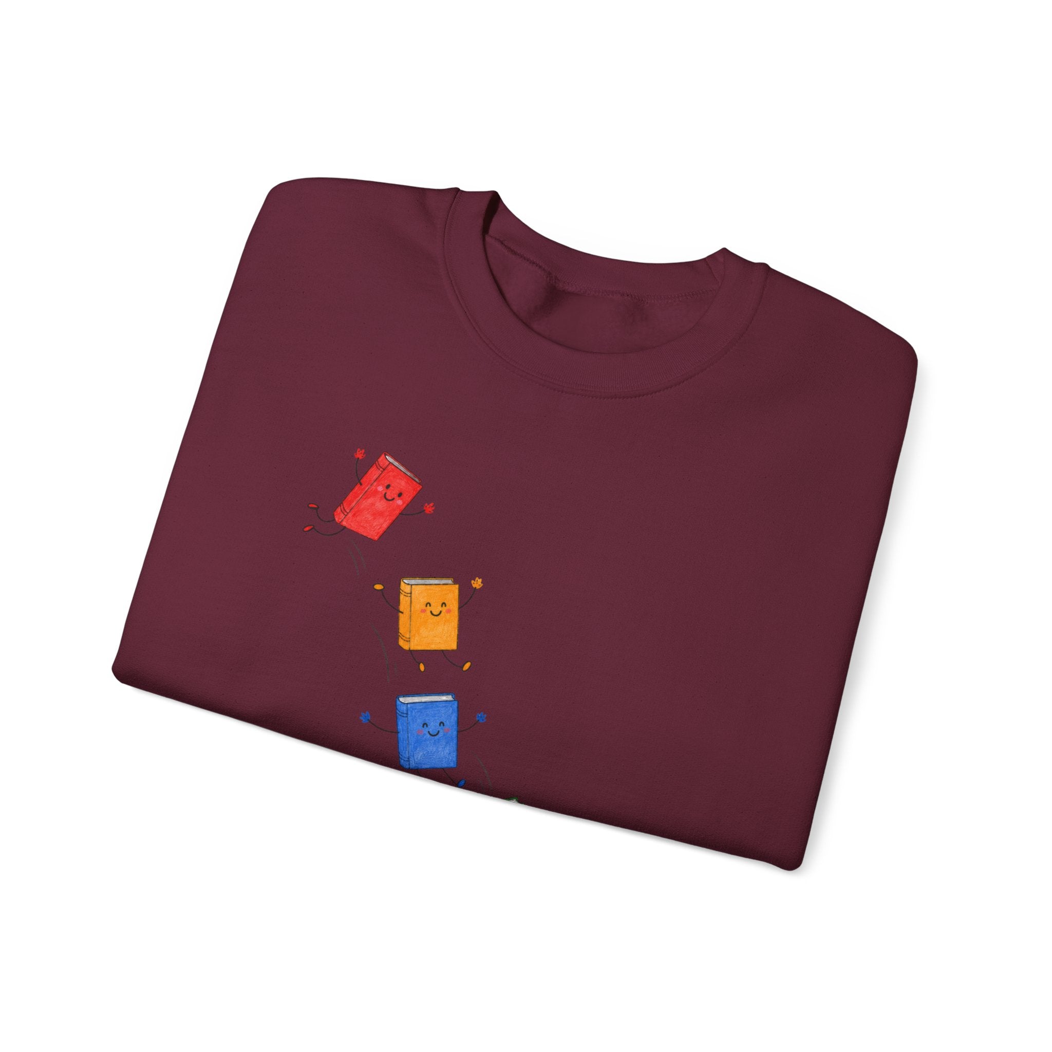 Teacher Backpack and Falling Books Crewneck Sweatshirt — Cute School Supplies Graphic