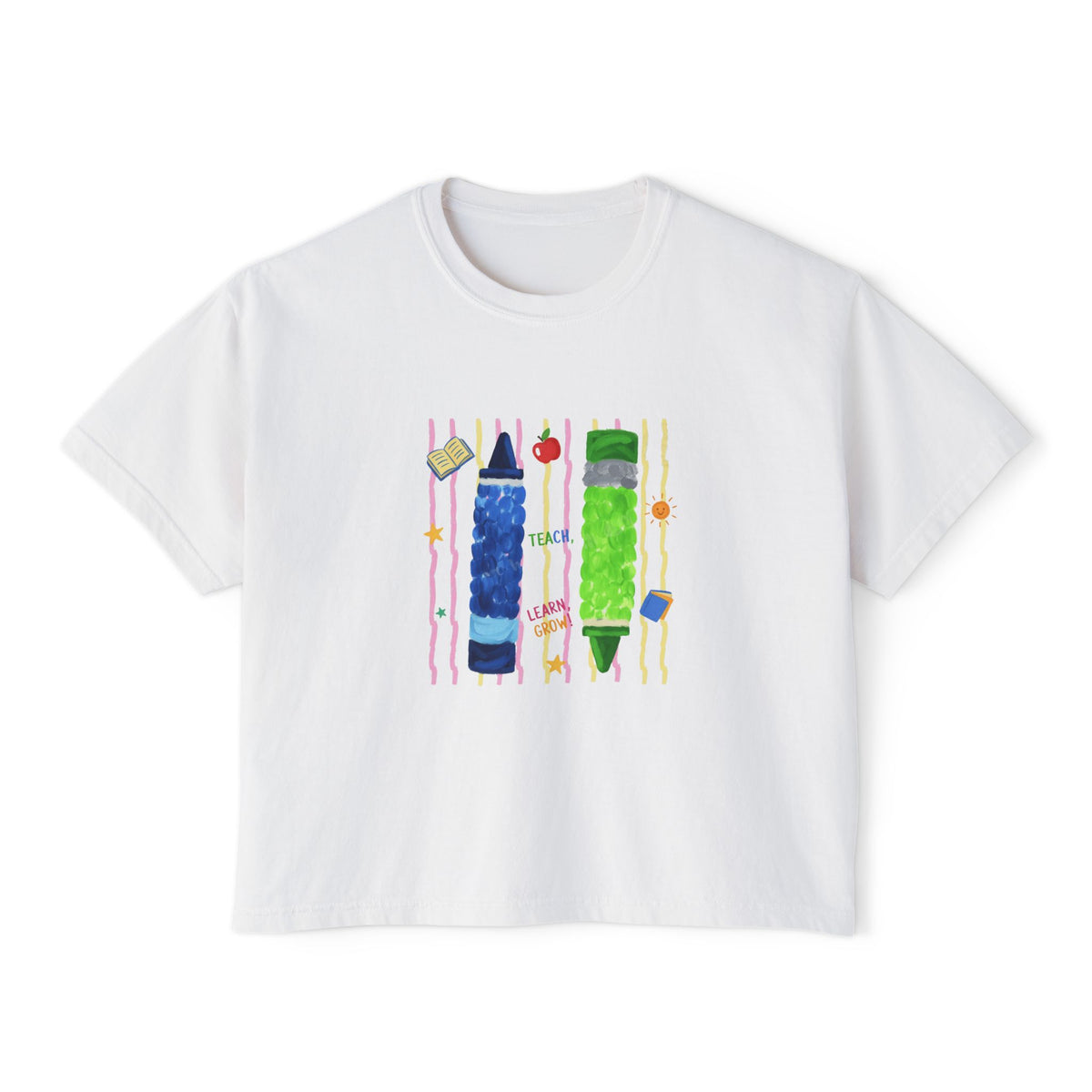 Boxy Tee — Colorful Markers Art Print Women's Cropped T‑Shirt