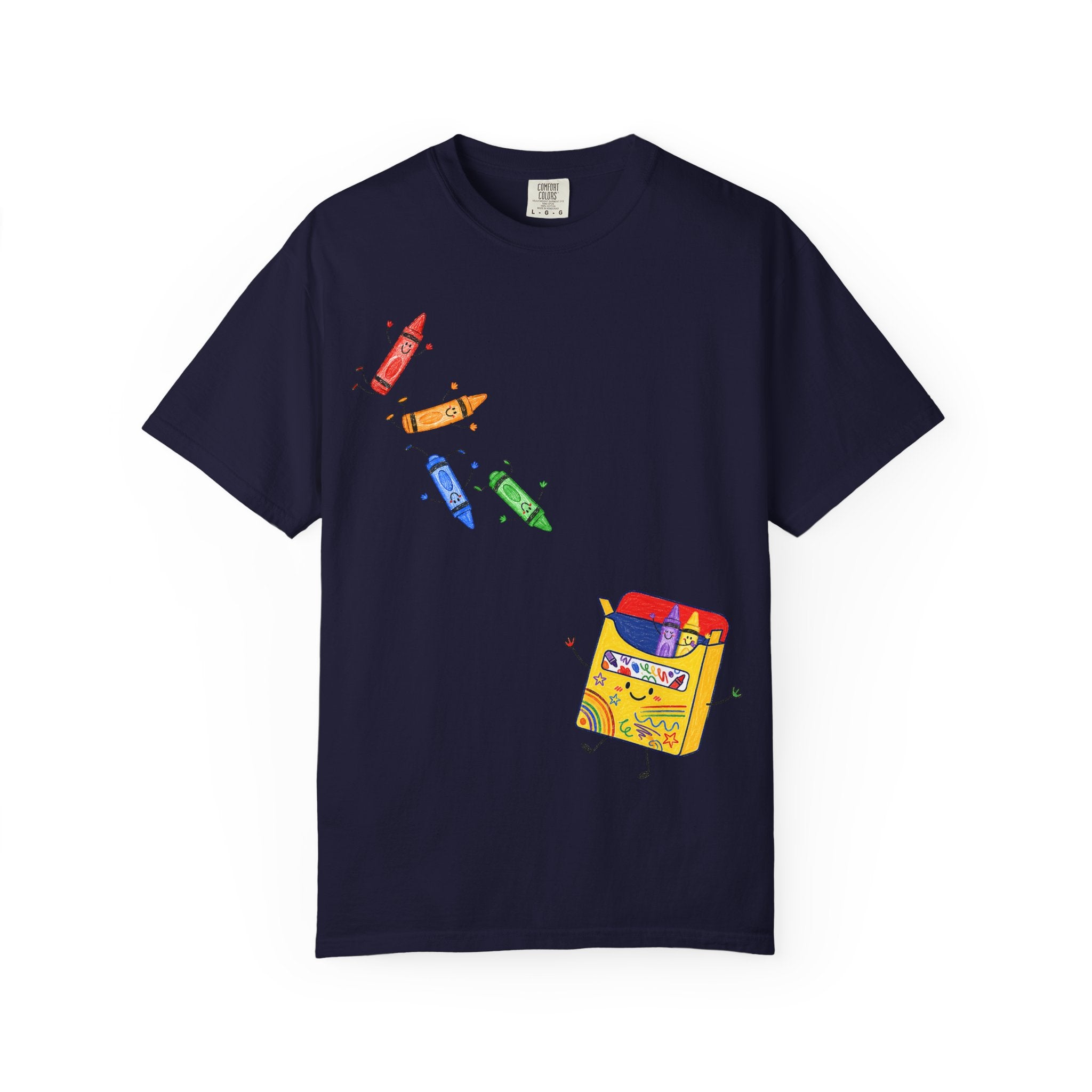 Teacher Crayon Box T-Shirt — Cute Retro Crayon Cartoon Tee