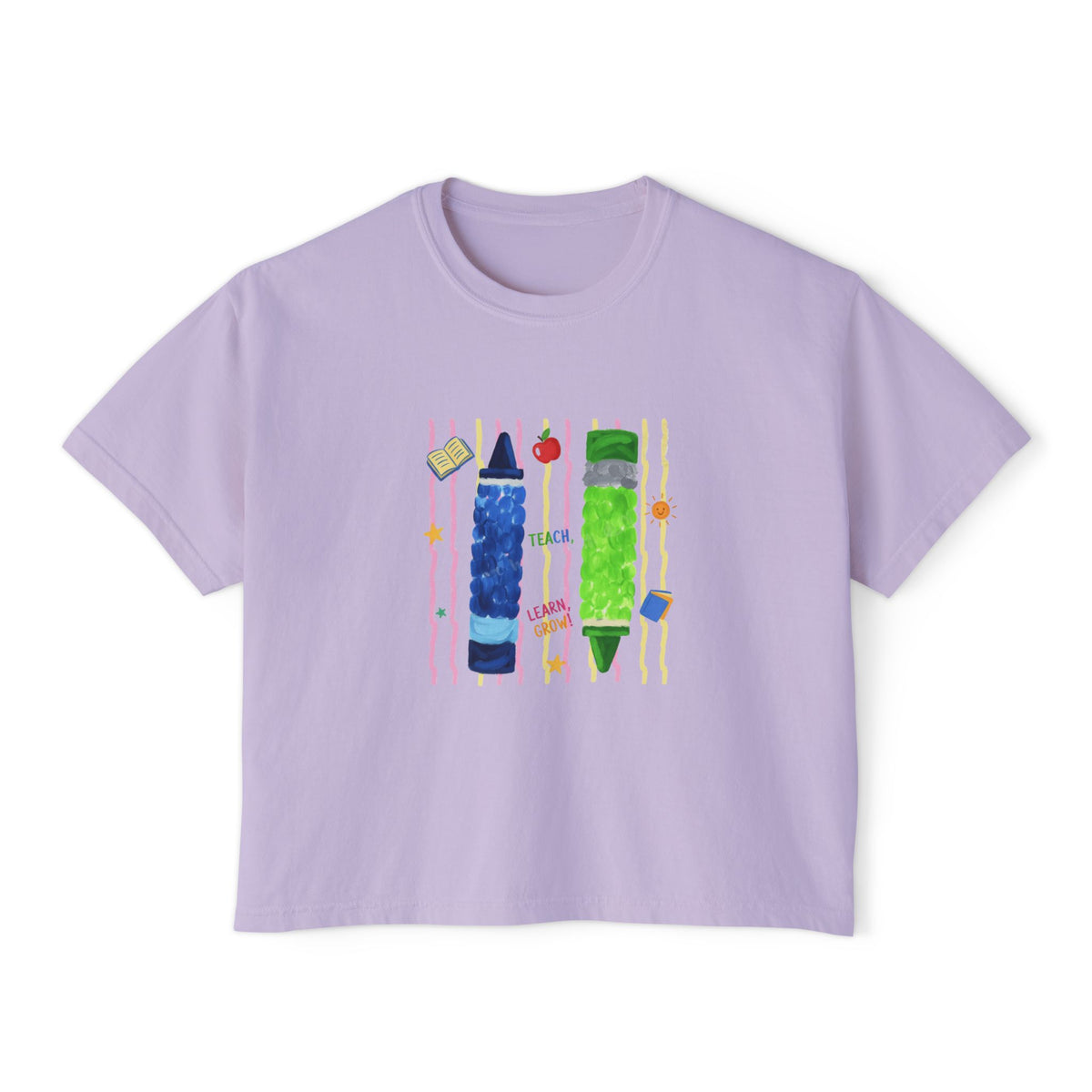 Boxy Tee — Colorful Markers Art Print Women's Cropped T‑Shirt