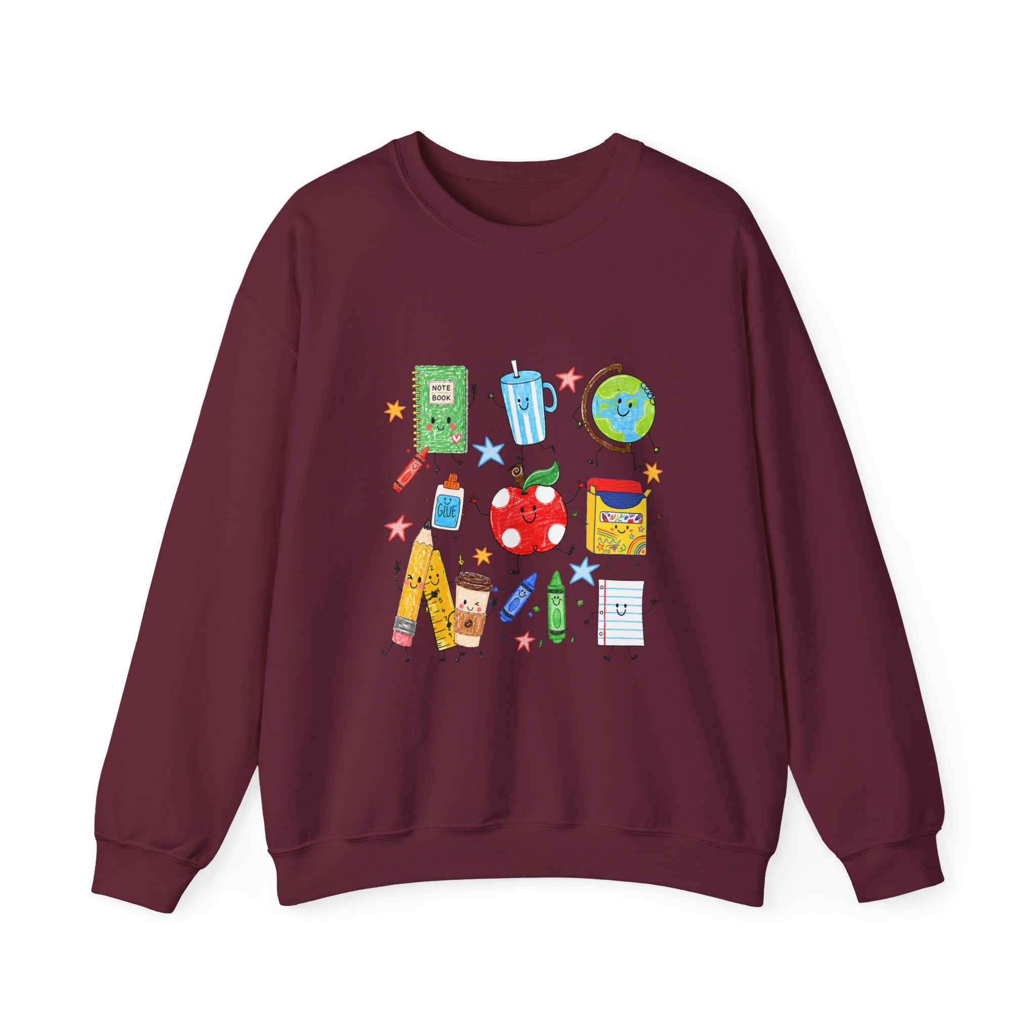 Teacher Crewneck Sweatshirt – Cute School Supplies Graphic