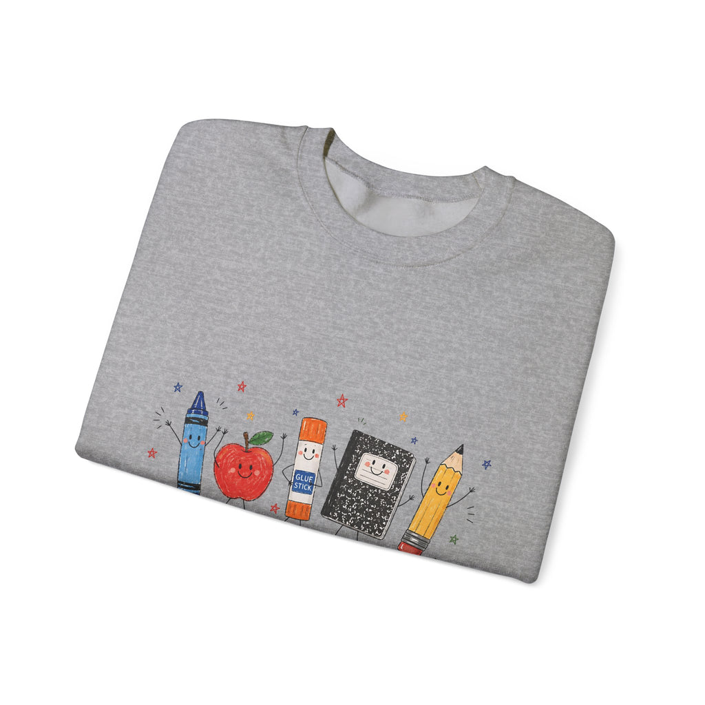 Teacher Supplies Crewneck — Cute School Supplies Graphic Sweatshirt