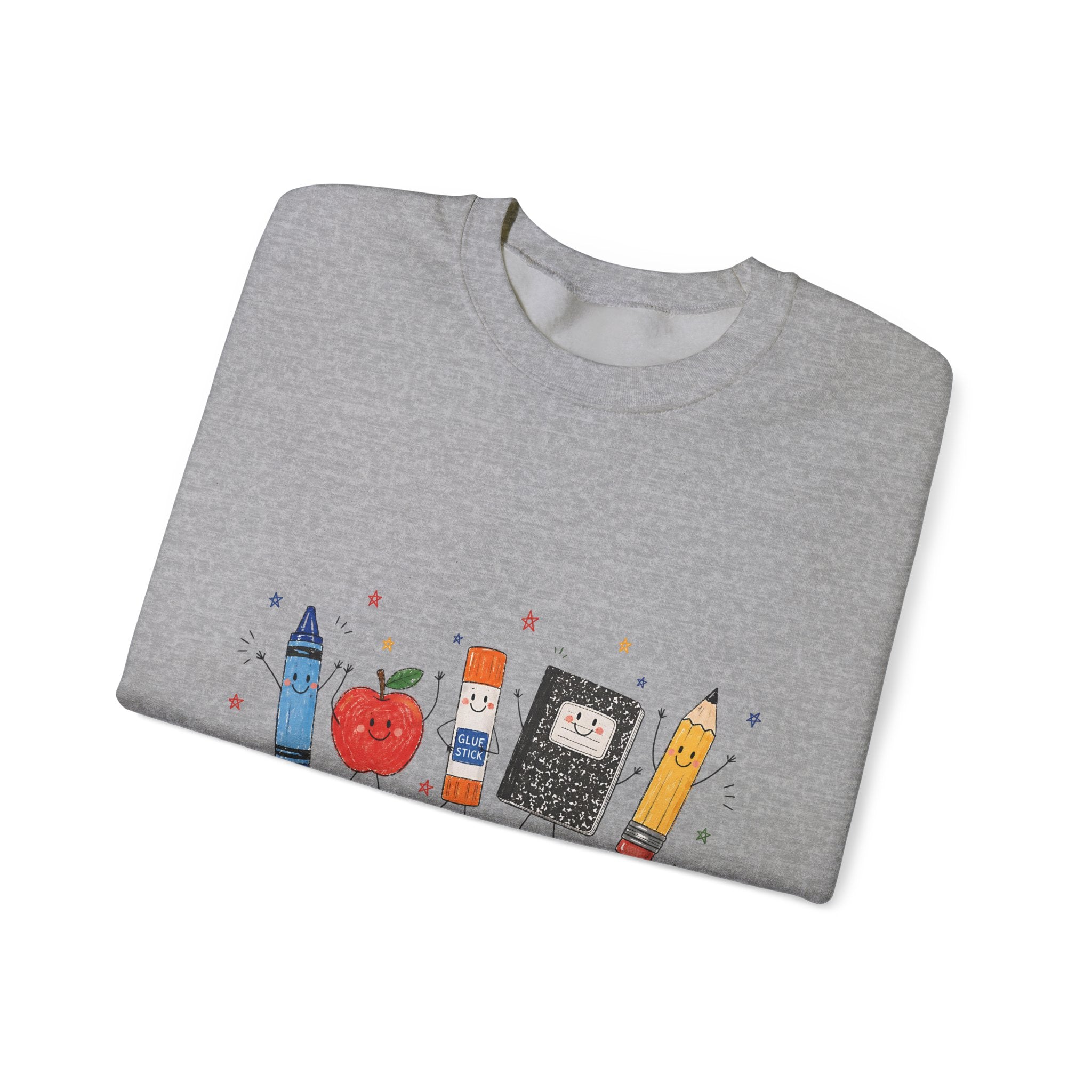 Teacher Supplies Crewneck — Cute School Supplies Graphic Sweatshirt