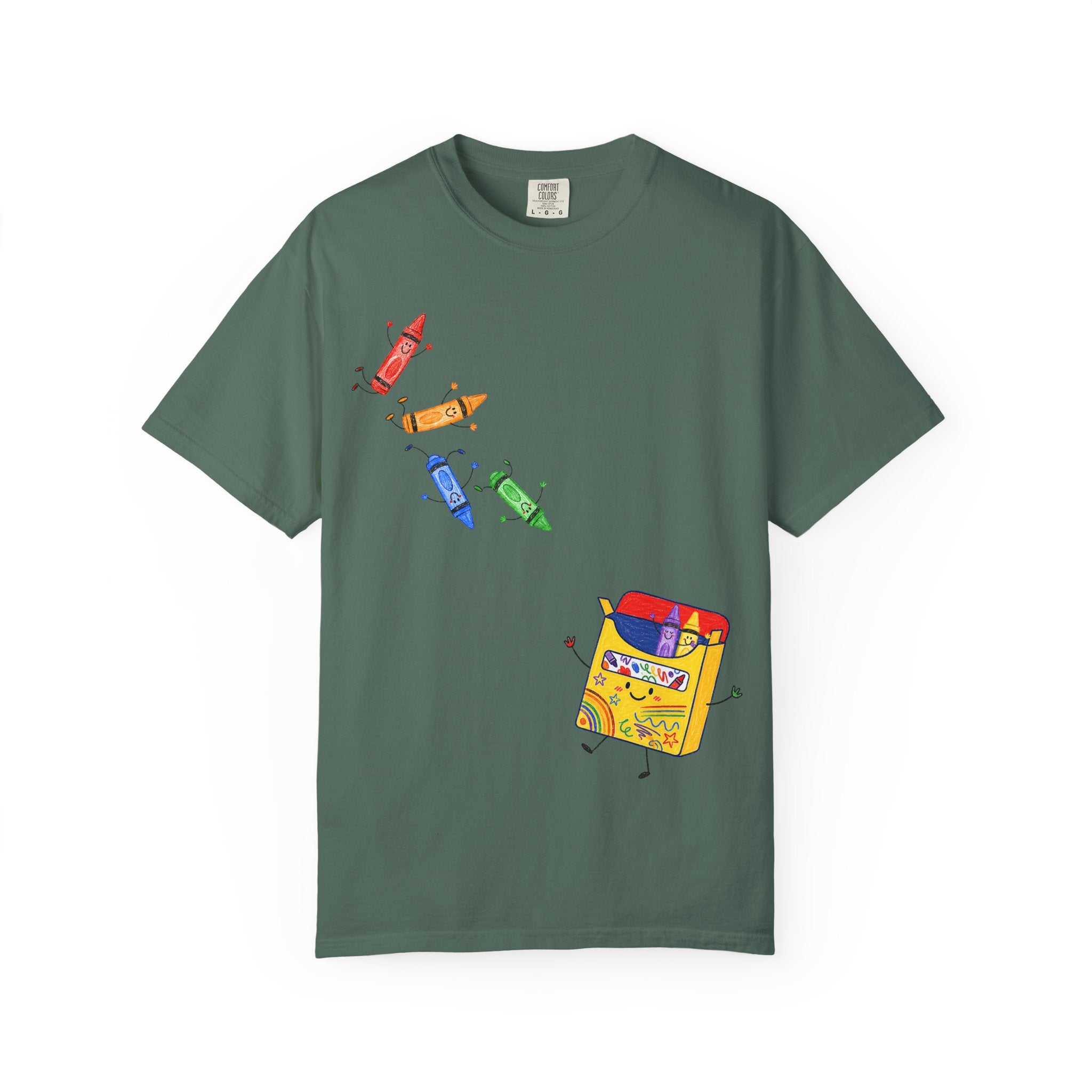 Teacher Crayon Box T-Shirt — Cute Retro Crayon Cartoon Tee