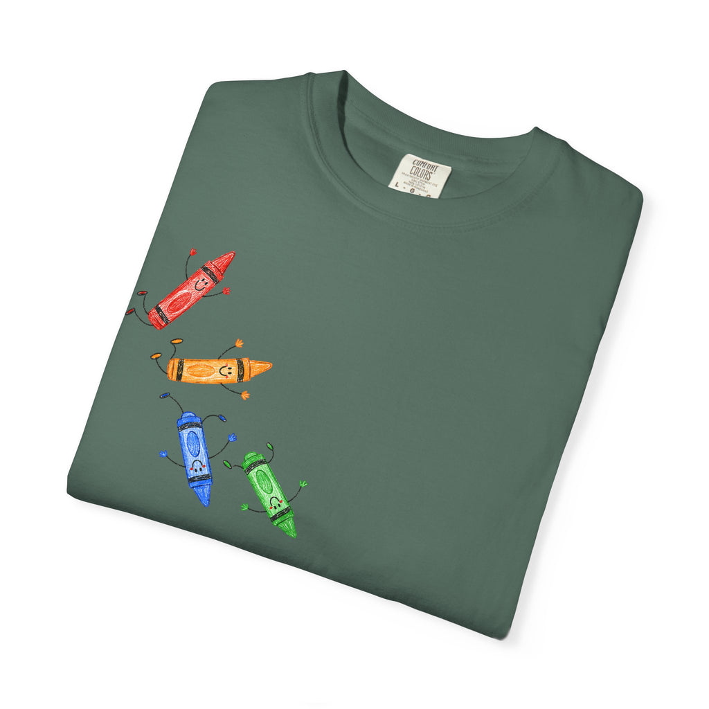 Teacher Crayon Box T-Shirt — Cute Retro Crayon Cartoon Tee