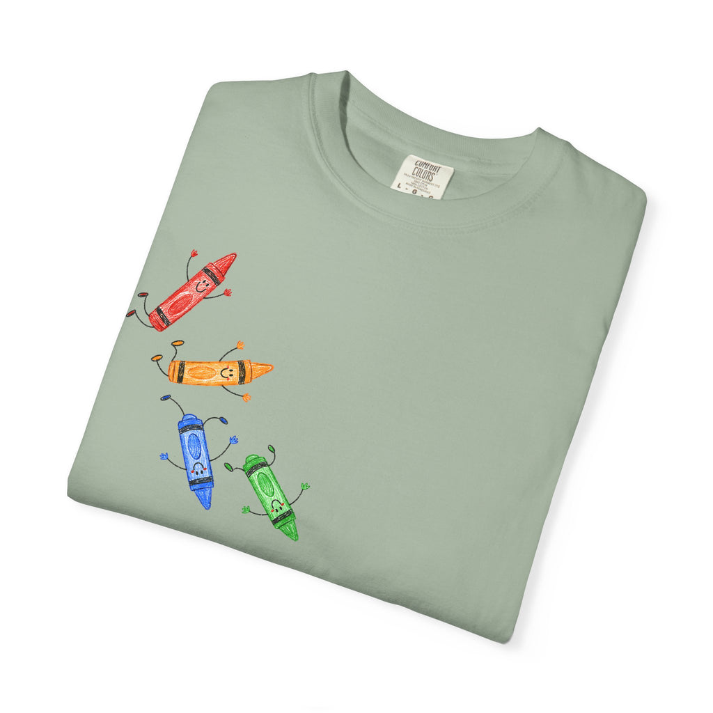 Teacher Crayon Box T-Shirt — Cute Retro Crayon Cartoon Tee