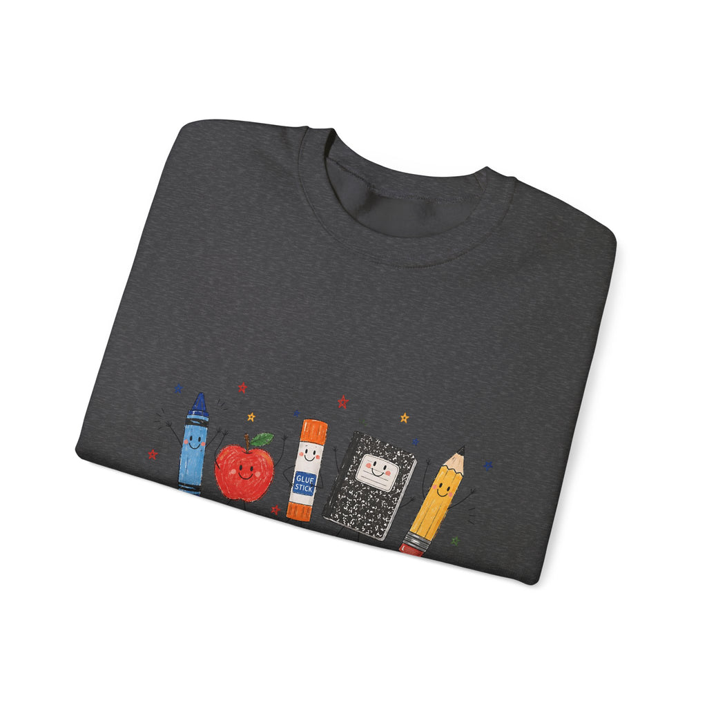 Teacher Supplies Crewneck — Cute School Supplies Graphic Sweatshirt