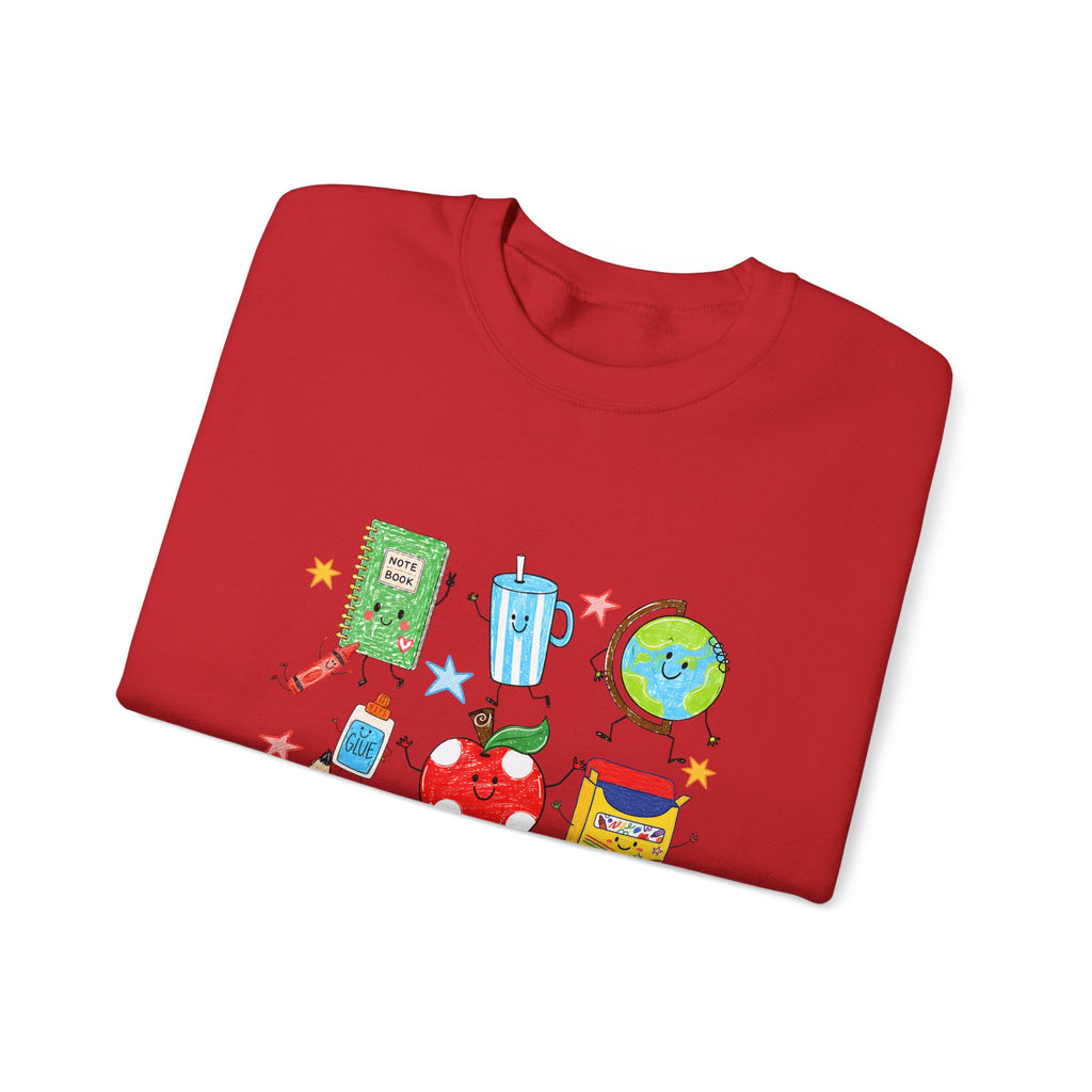 Teacher Crewneck Sweatshirt – Cute School Supplies Graphic