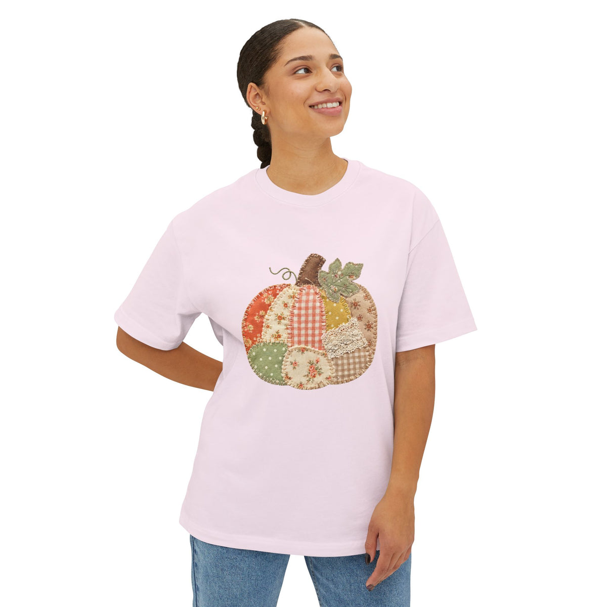 Patchwork Pumpkin Fall Graphic T-Shirt