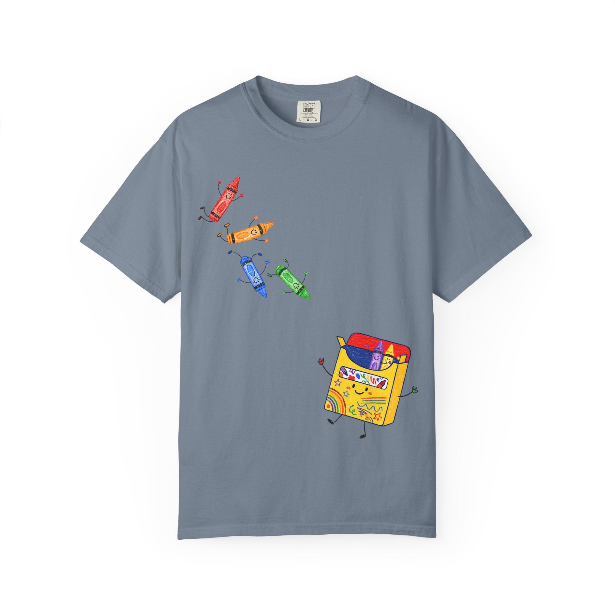 Teacher Crayon Box T-Shirt — Cute Retro Crayon Cartoon Tee