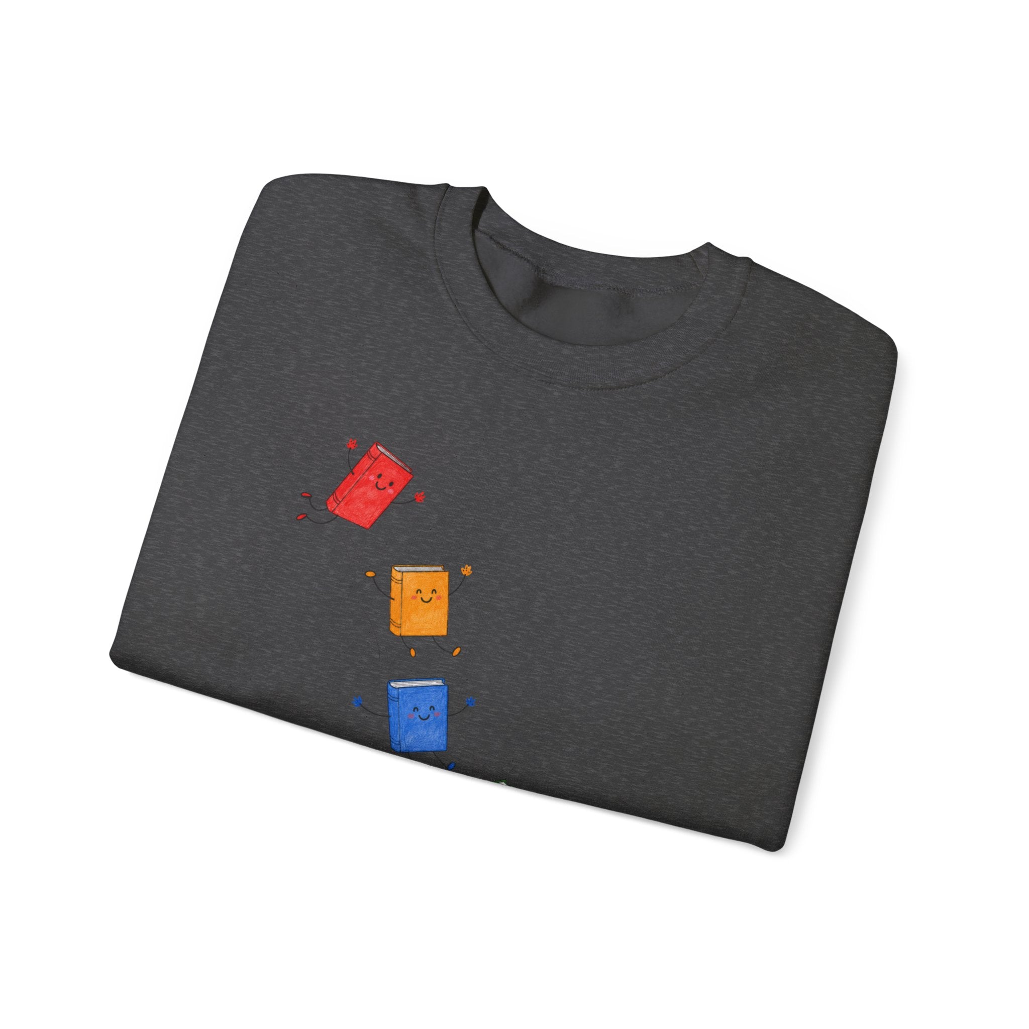 Teacher Backpack and Falling Books Crewneck Sweatshirt — Cute School Supplies Graphic