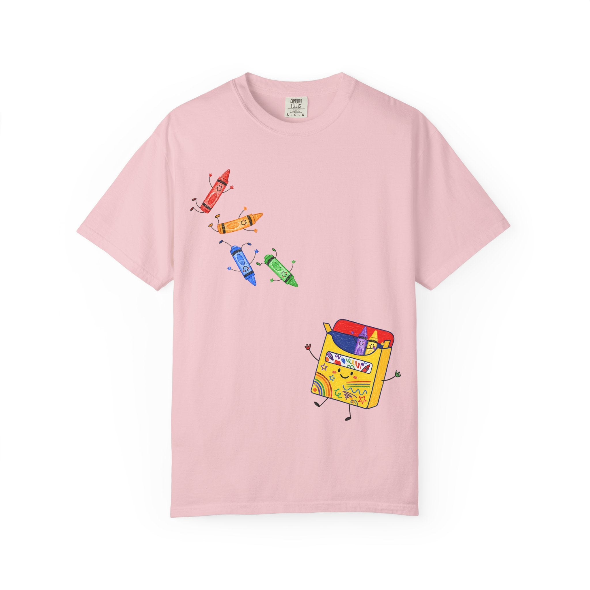 Teacher Crayon Box T-Shirt — Cute Retro Crayon Cartoon Tee