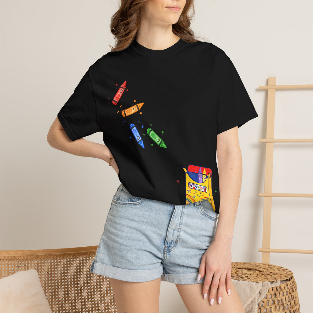 Teacher Crayon Box T-Shirt — Cute Retro Crayon Cartoon Tee