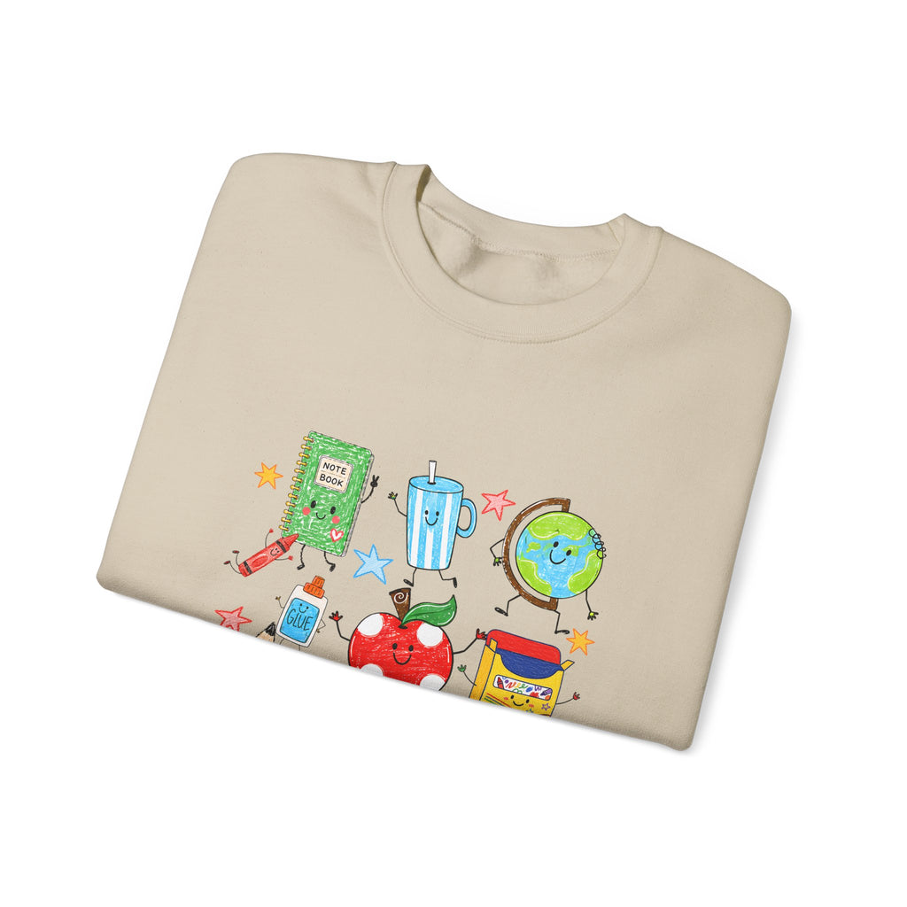 Teacher Crewneck Sweatshirt – Cute School Supplies Graphic