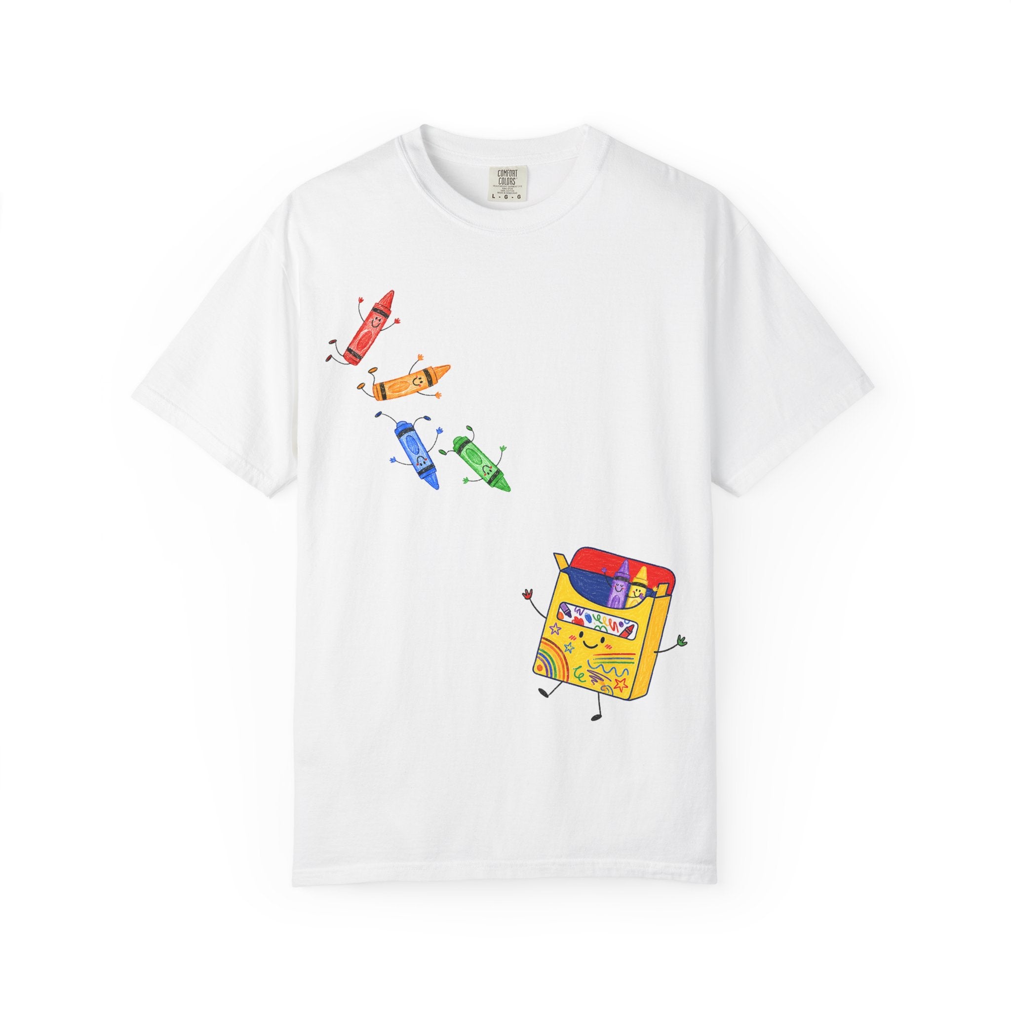 Teacher Crayon Box T-Shirt — Cute Retro Crayon Cartoon Tee