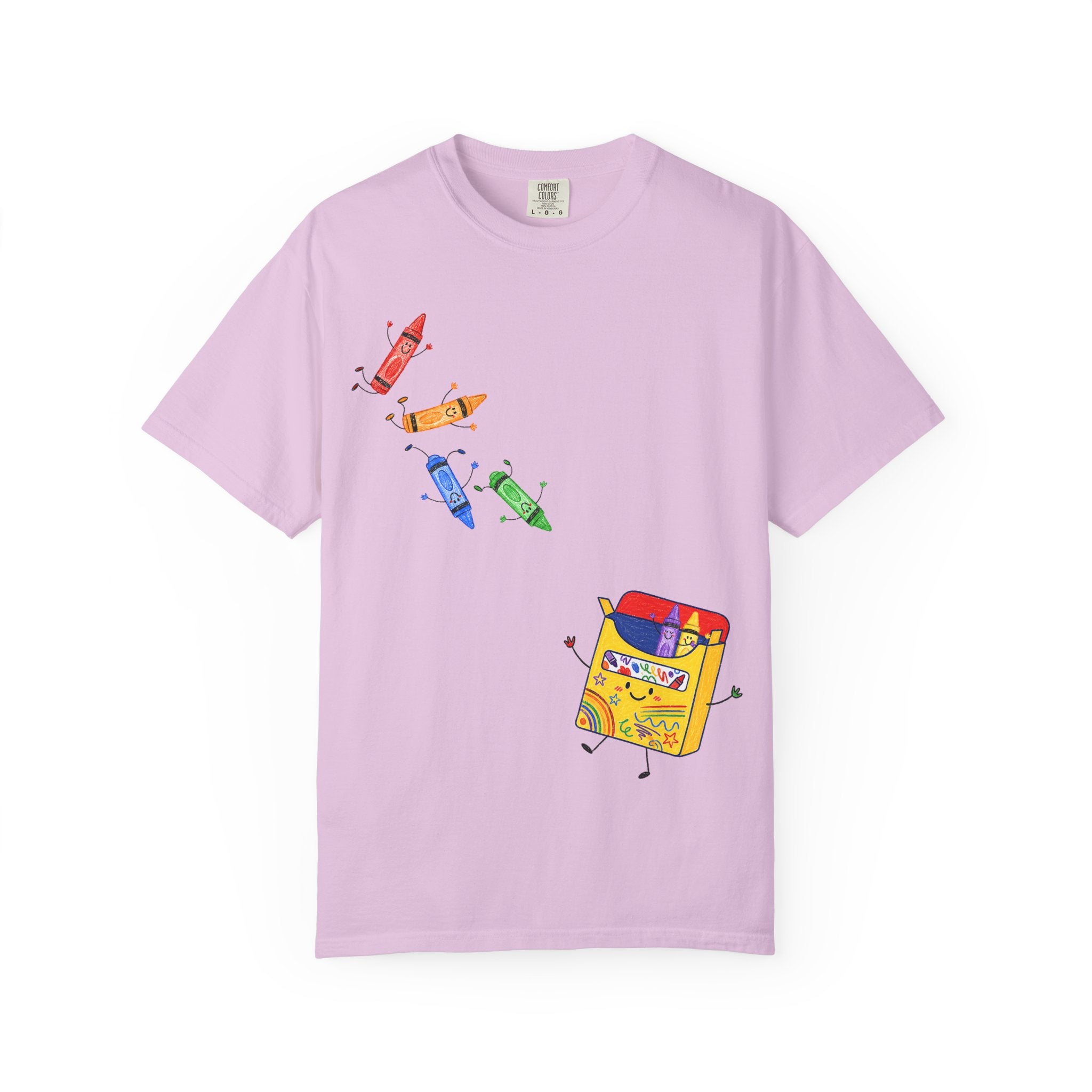 Teacher Crayon Box T-Shirt — Cute Retro Crayon Cartoon Tee