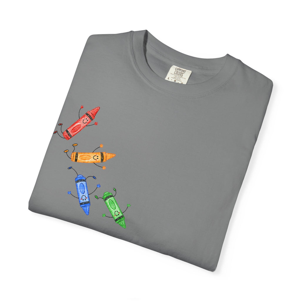 Teacher Crayon Box T-Shirt — Cute Retro Crayon Cartoon Tee