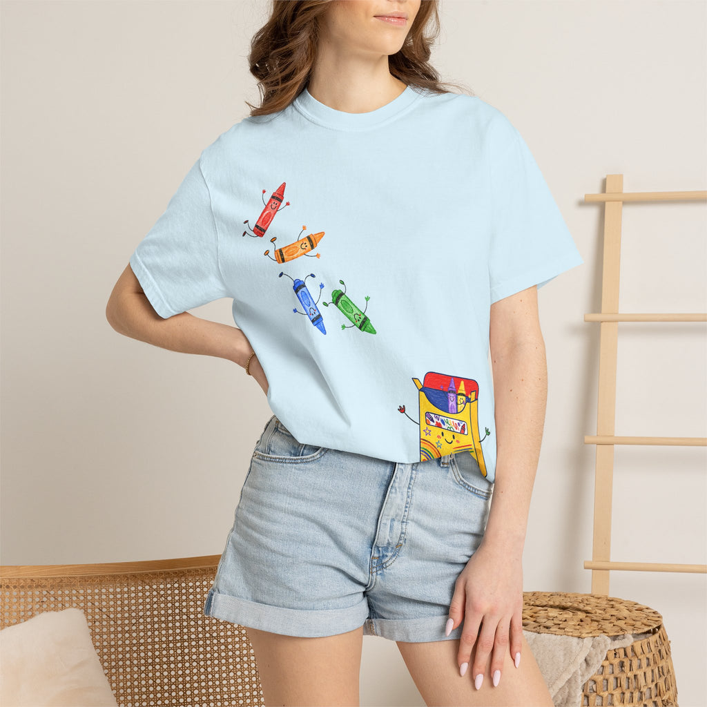 Teacher Crayon Box T-Shirt — Cute Retro Crayon Cartoon Tee