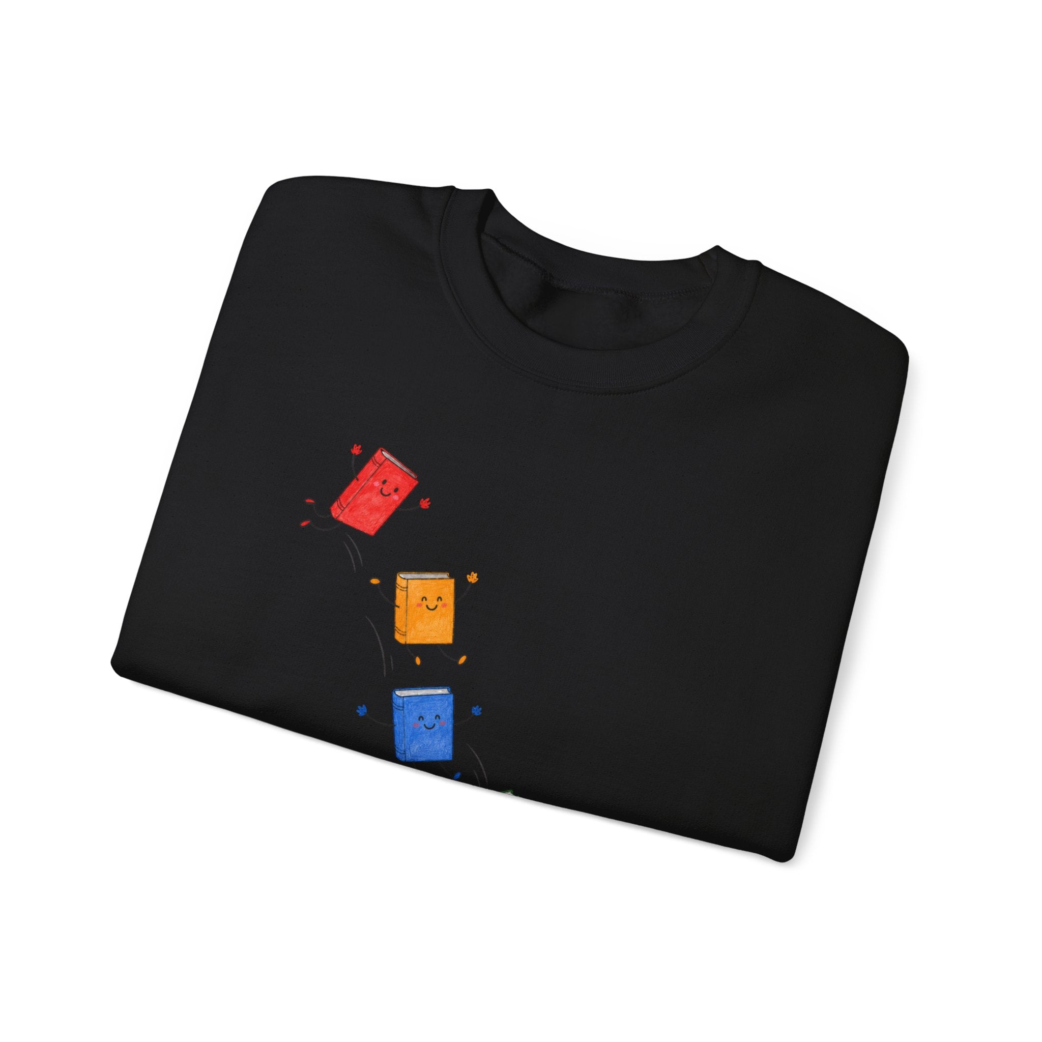 Teacher Backpack and Falling Books Crewneck Sweatshirt — Cute School Supplies Graphic