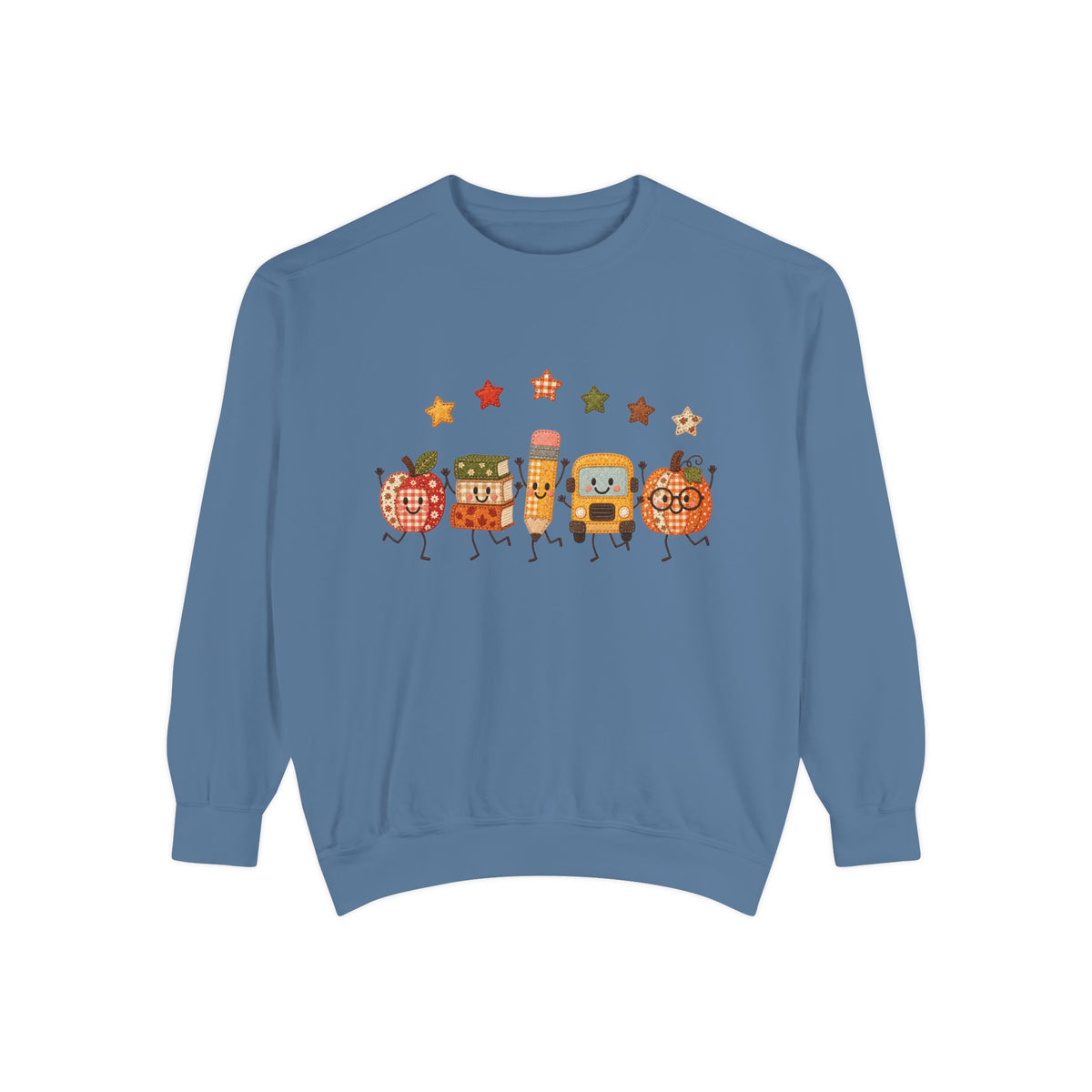 Cute Fall Teacher Characters and Stars Crewneck