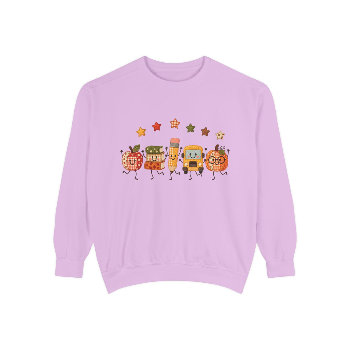 Cute Fall Teacher Characters and Stars Crewneck