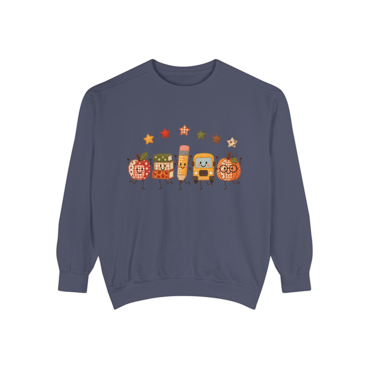Cute Fall Teacher Characters and Stars Crewneck