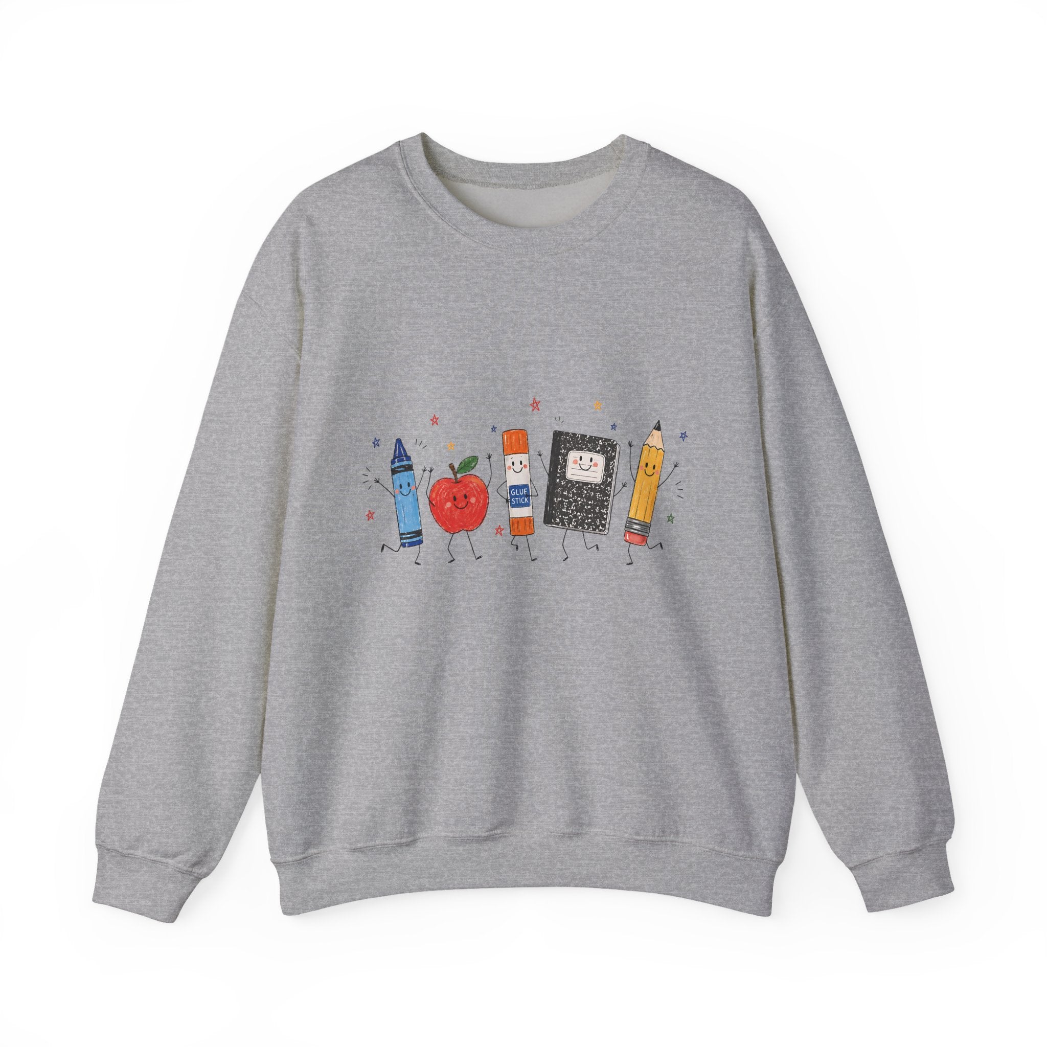 Teacher Supplies Crewneck — Cute School Supplies Graphic Sweatshirt